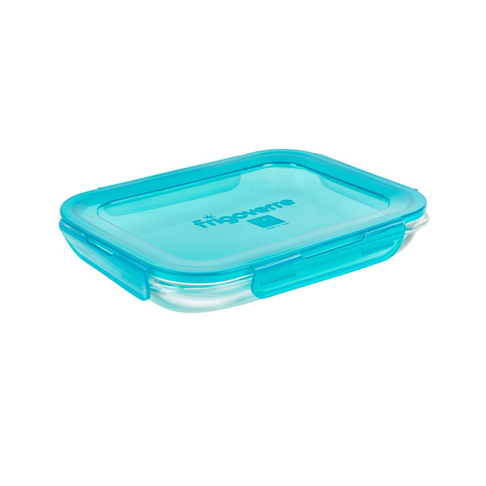 Recipiente con tapa azul de cristal Evolution 23x18cm