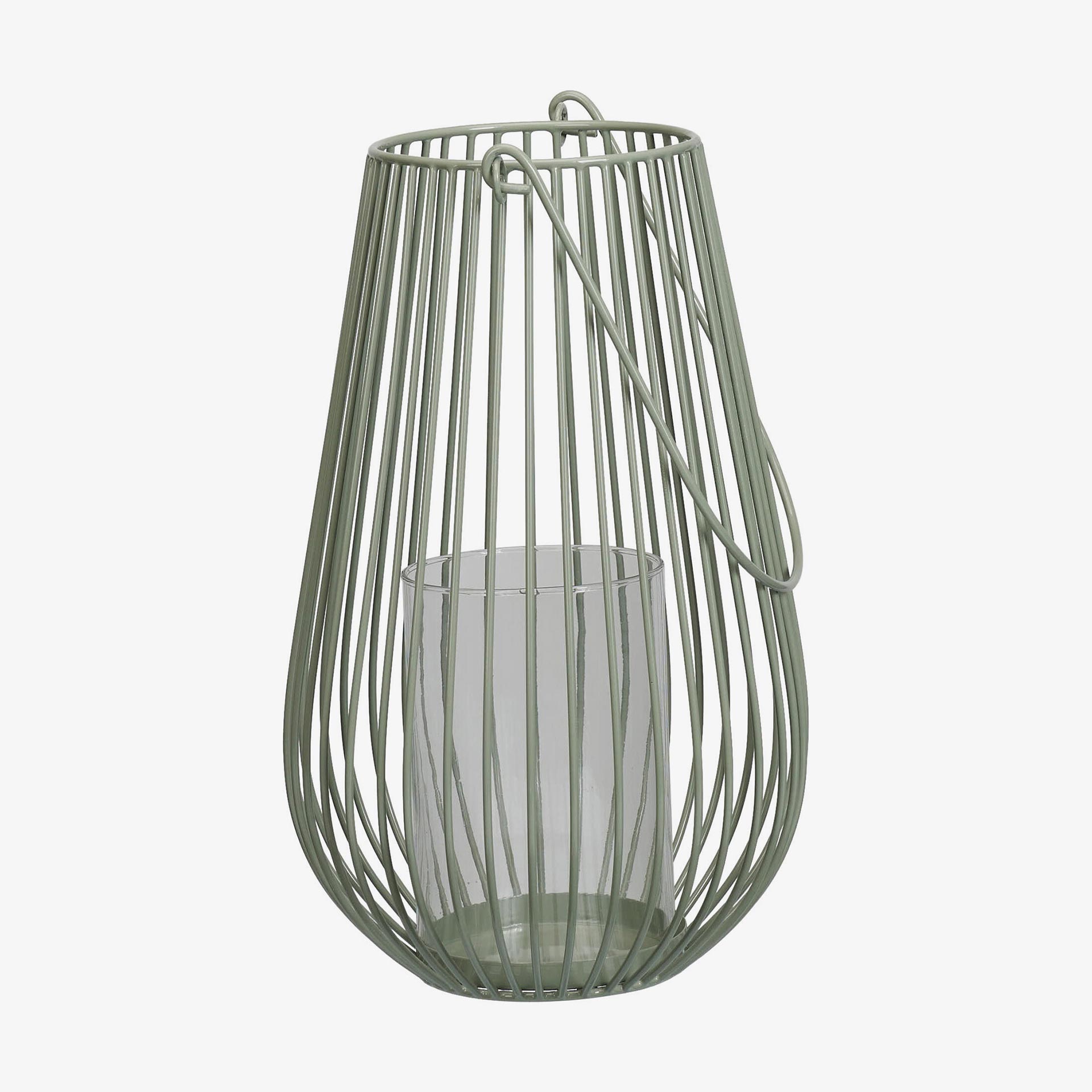 Farol de hierro verde oliva Luma 21x21x34,5cm