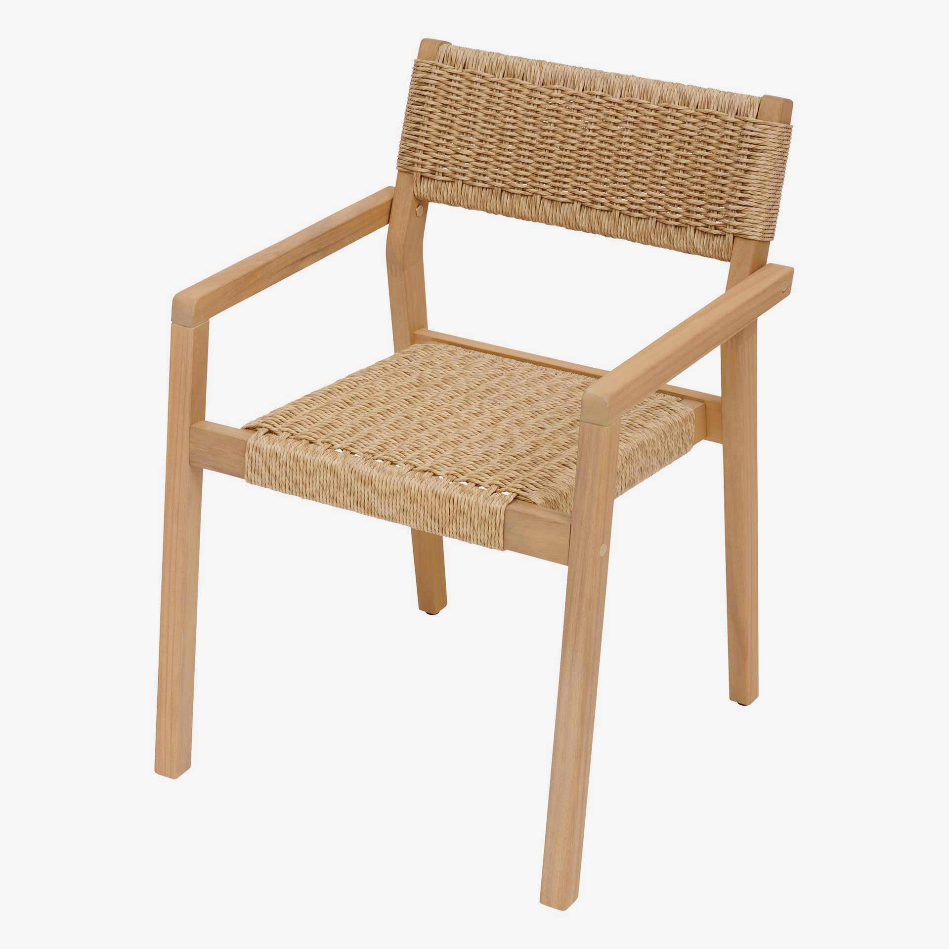 Set de 2 sillones de jard&iacute;n apilables de madera de acacia Temira 57x61x82cm
