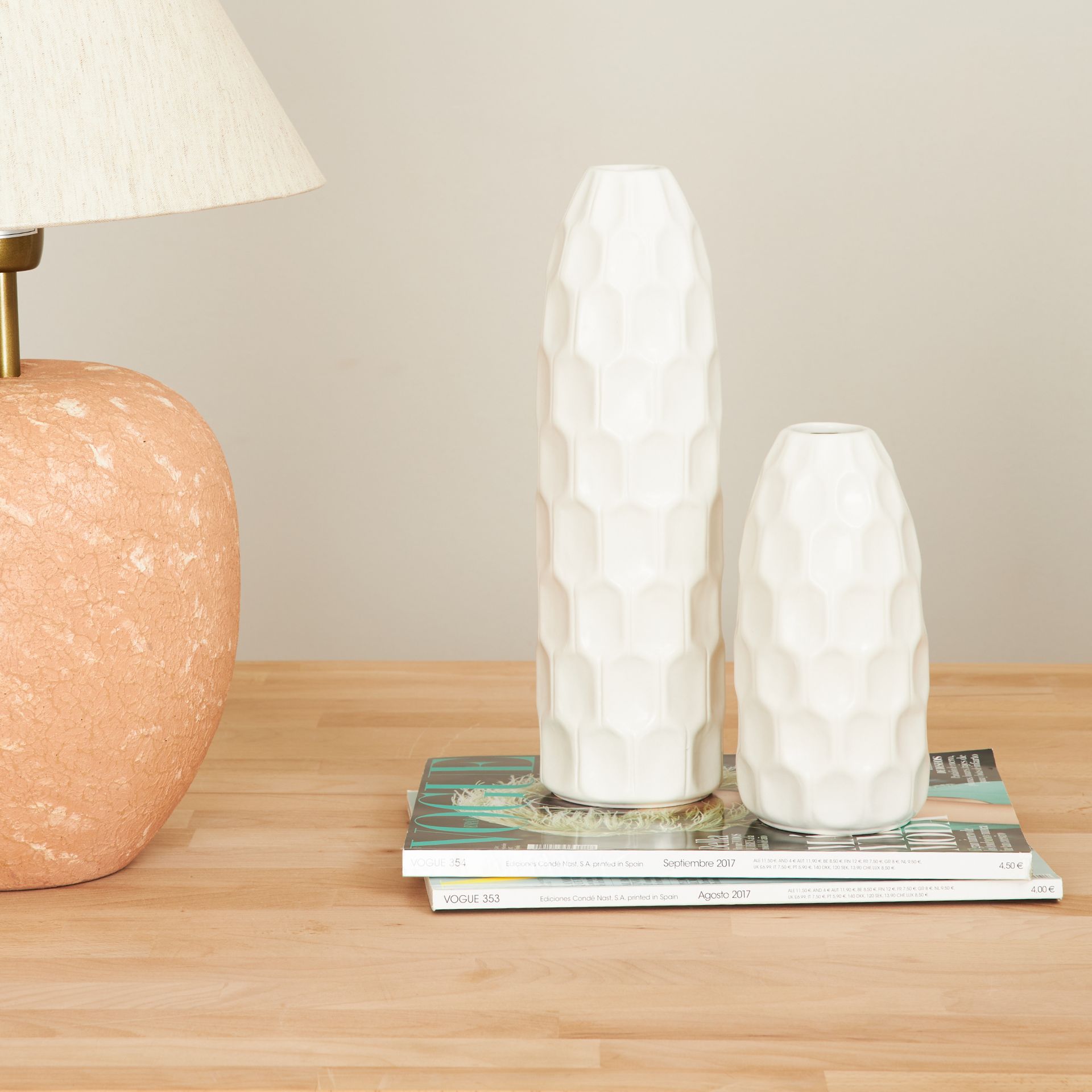 Jarrón de gres blanco Simón Ø9x19cm