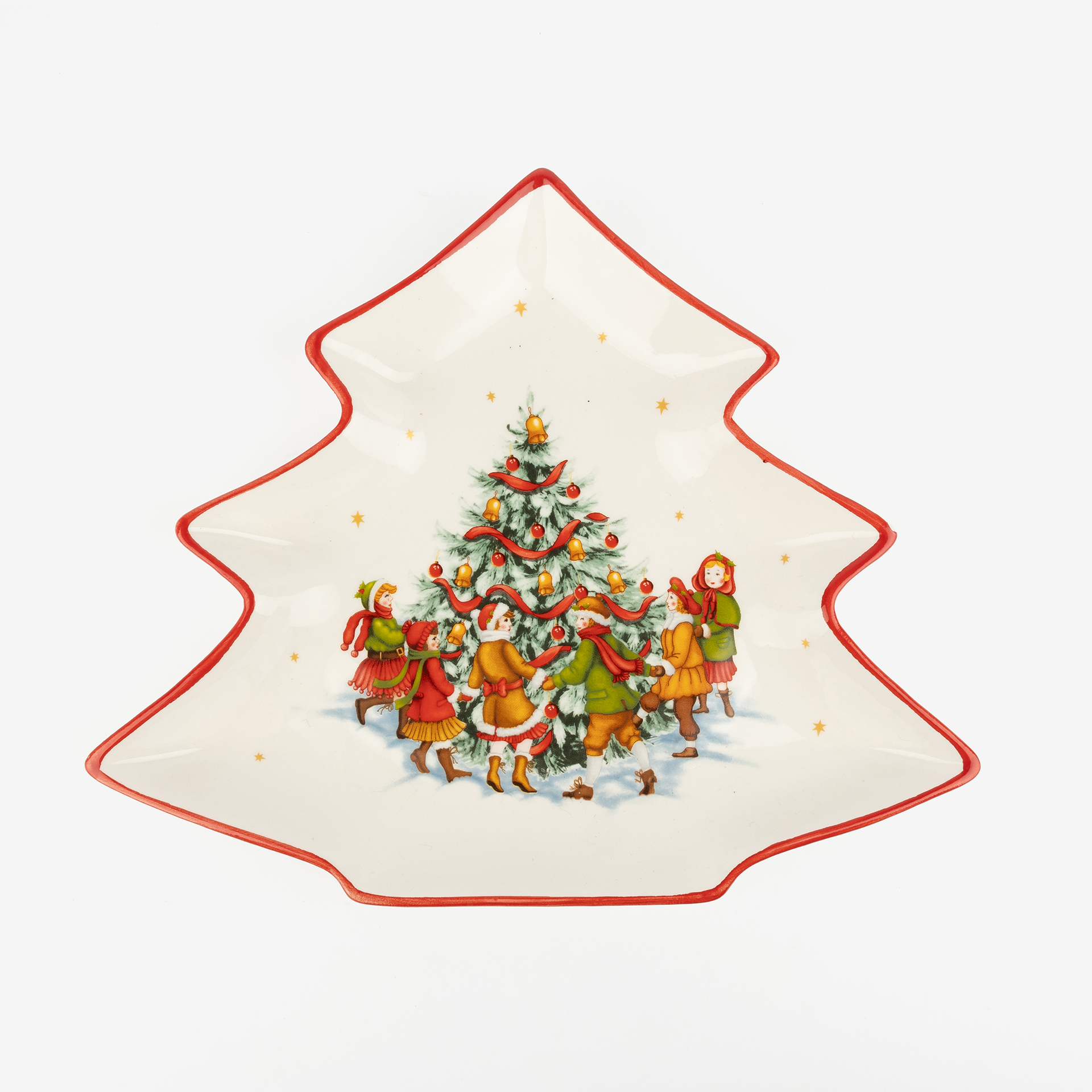 Plato de cerámica árbol Nochebuena 28x23cm
