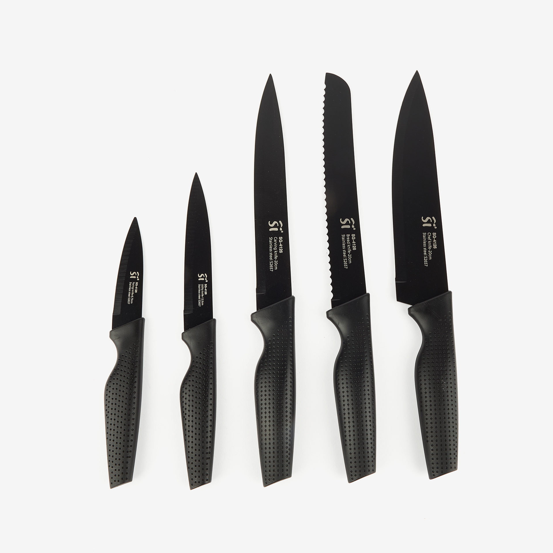 Set de 5 cuchillos de cocina y pelador de acero inoxidable - Bergner