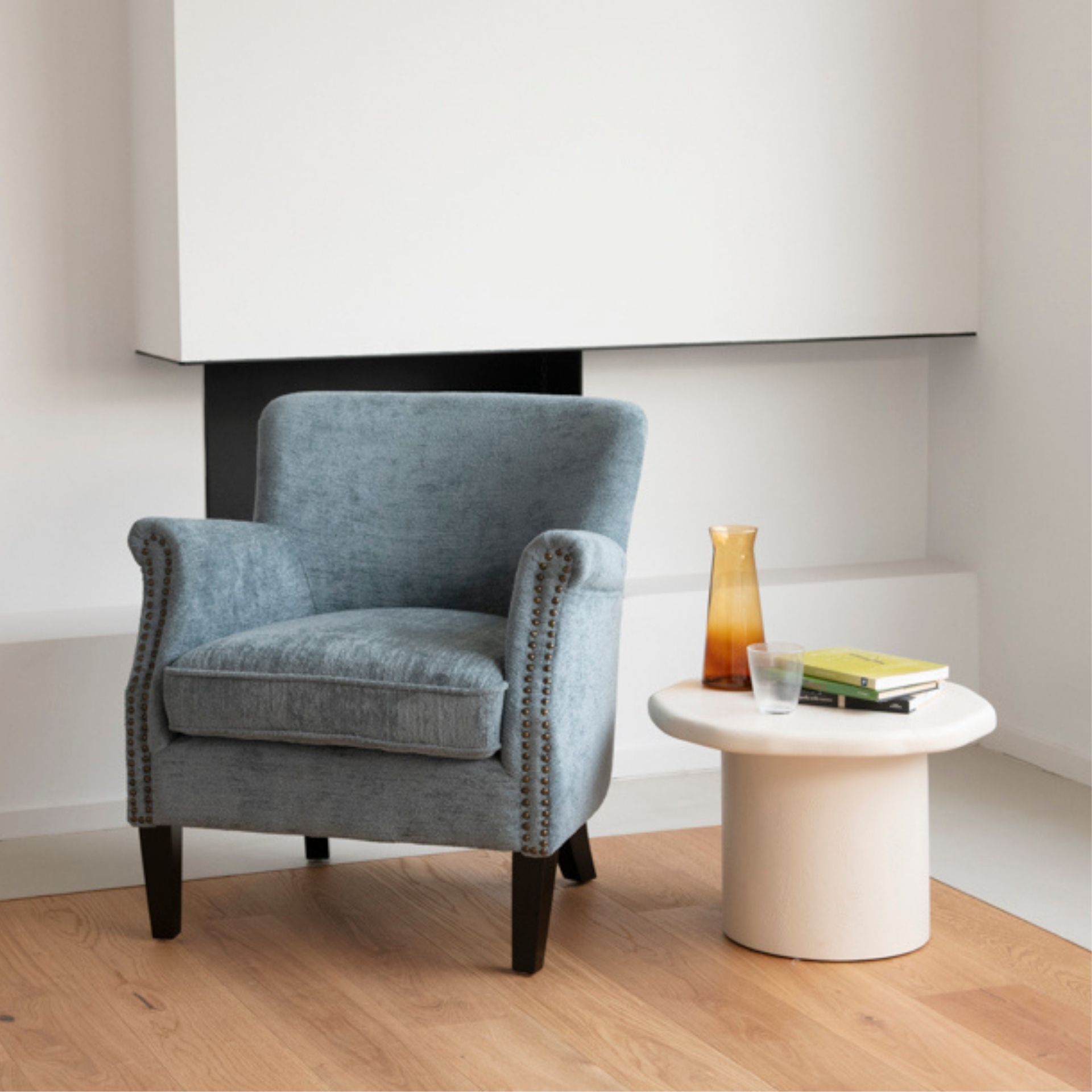 Butaca de terciopelo azul Aurora 79x75x79cm Clau&Chloe