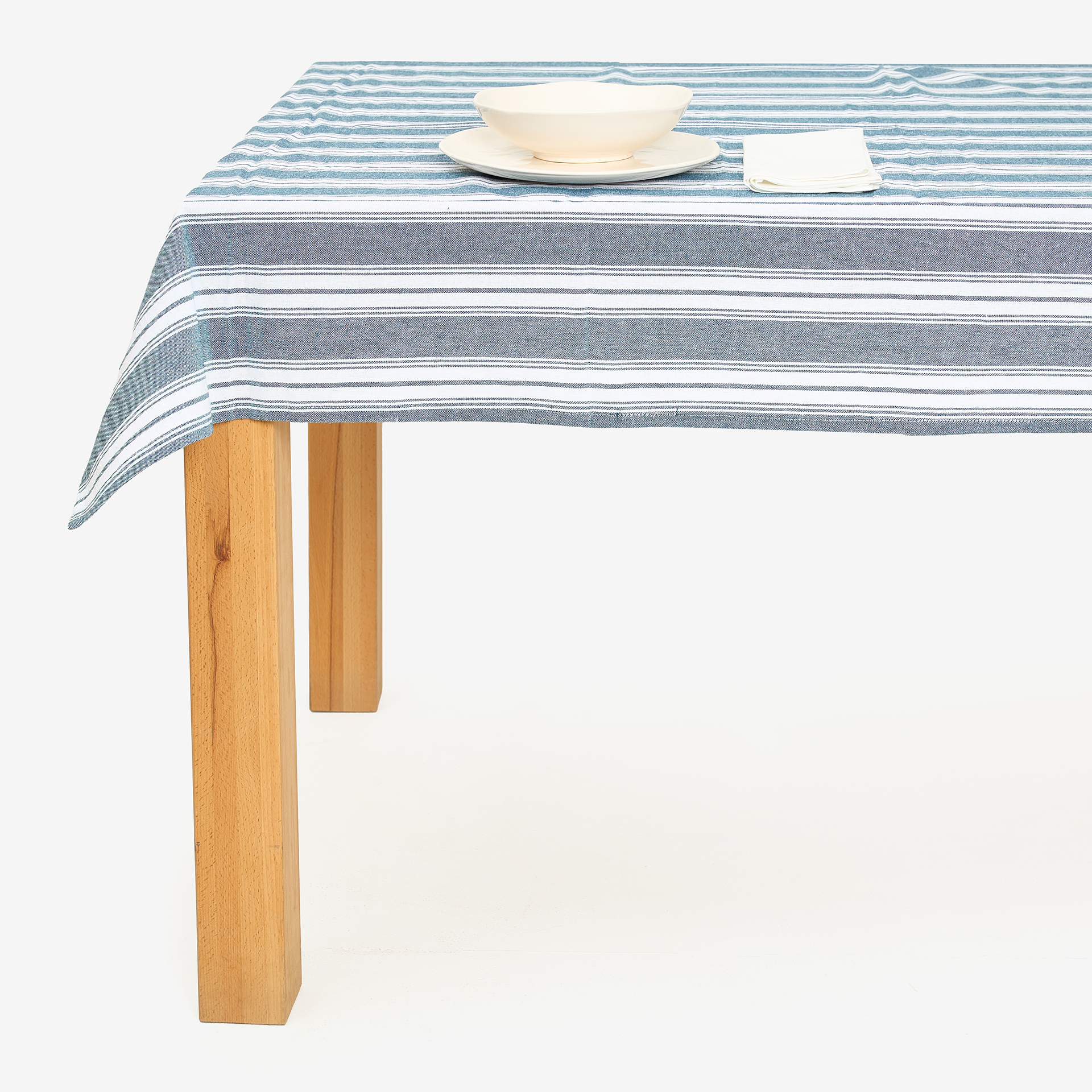 Mantel de algod&oacute;n azul Be&ntilde;at 140x240cm