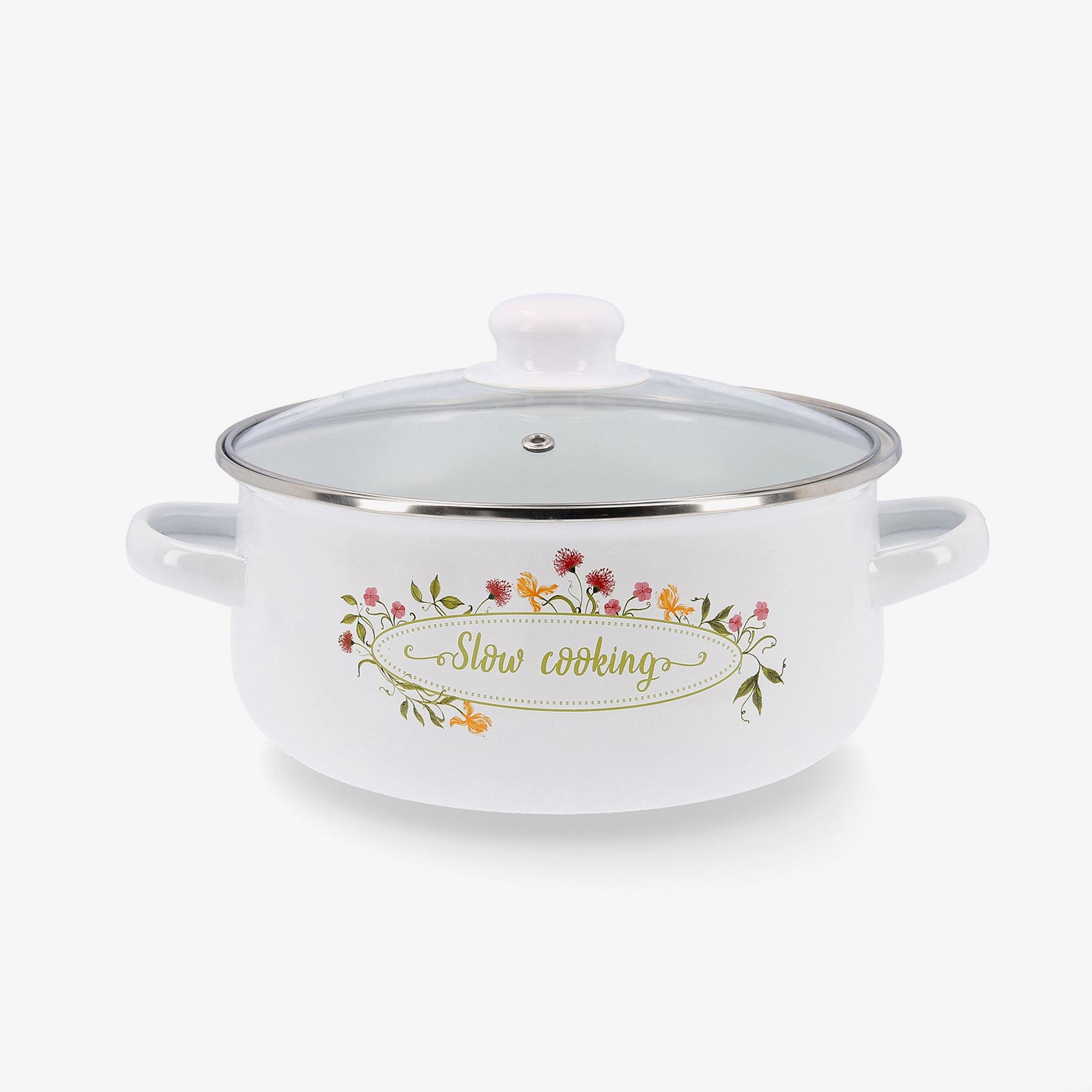 Cacerola blanca de acero esmaltado Slow &Oslash;22cm