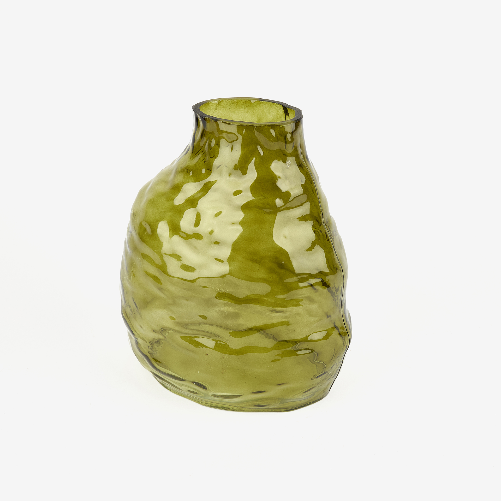 Jarrón de cristal verde Biras 21x15x25cm