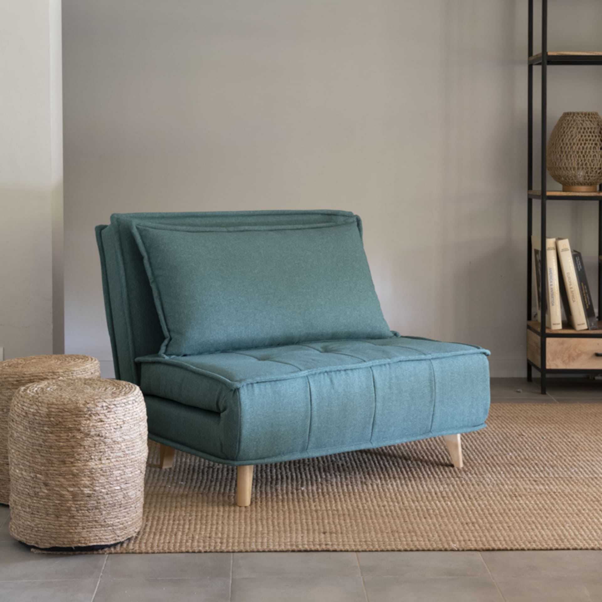 Sofá cama individual verde Luca 104x92x84cm