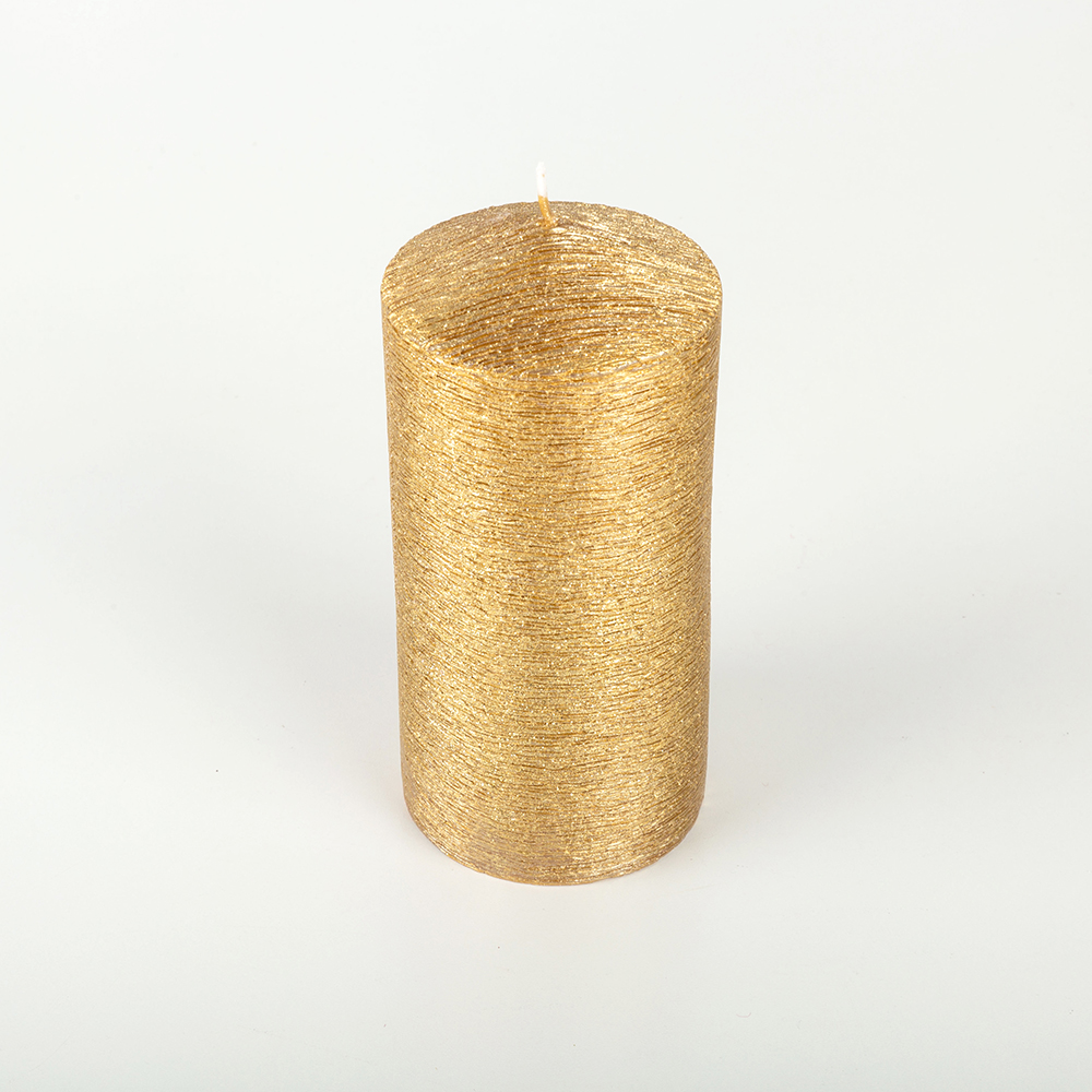 Vela decorativa pilar dorada Ø7x15cm