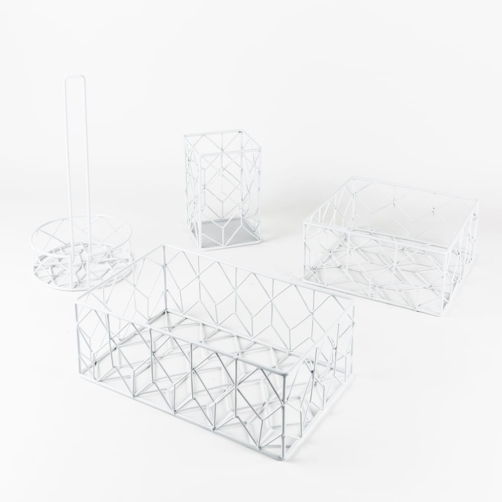 Frutero rectangular Net color blanco 27x17x10cm