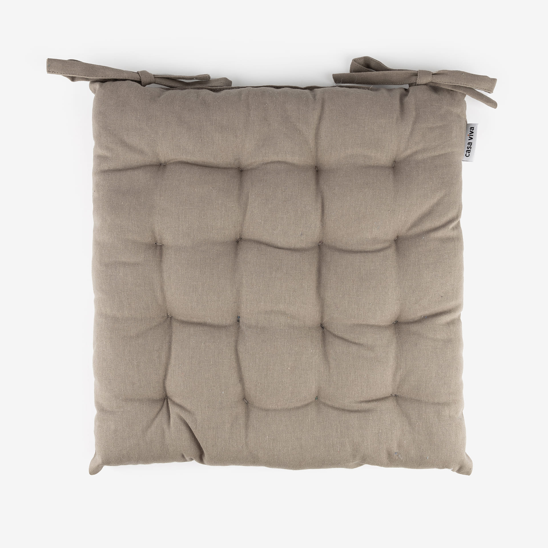 Cojín de silla de algodón taupe 38x38cm