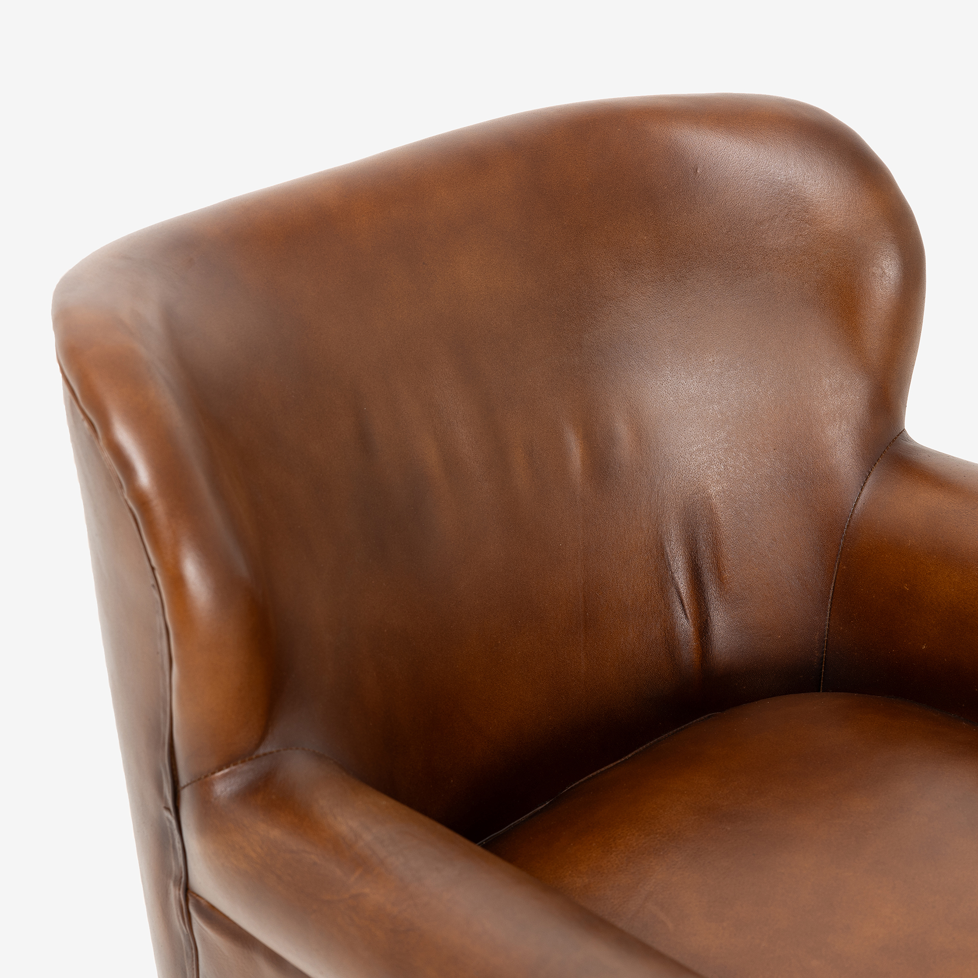 Butaca de piel marrón Chester 65x72x80cm
