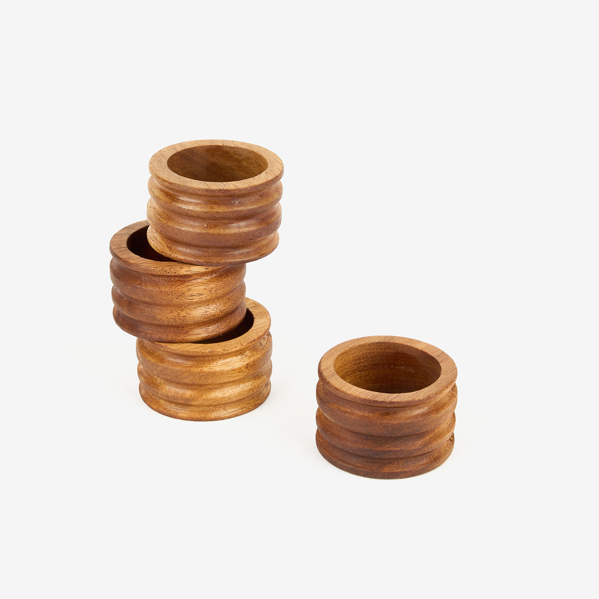 Set de 4 servilleteros de madera &Oslash;5cm
