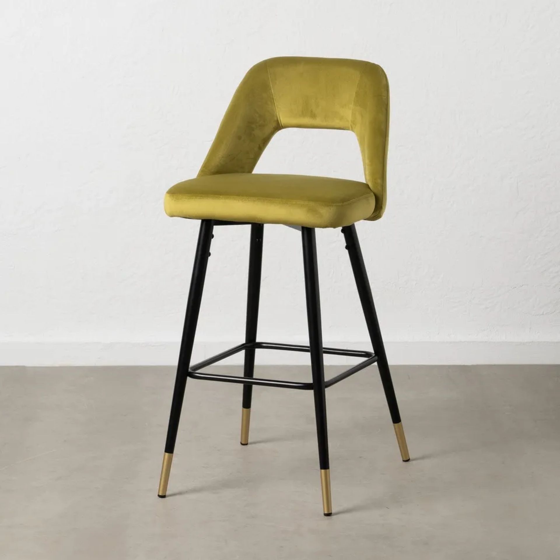 Set de 2 taburetes altos velvet verde Mayah 43x47x105cm