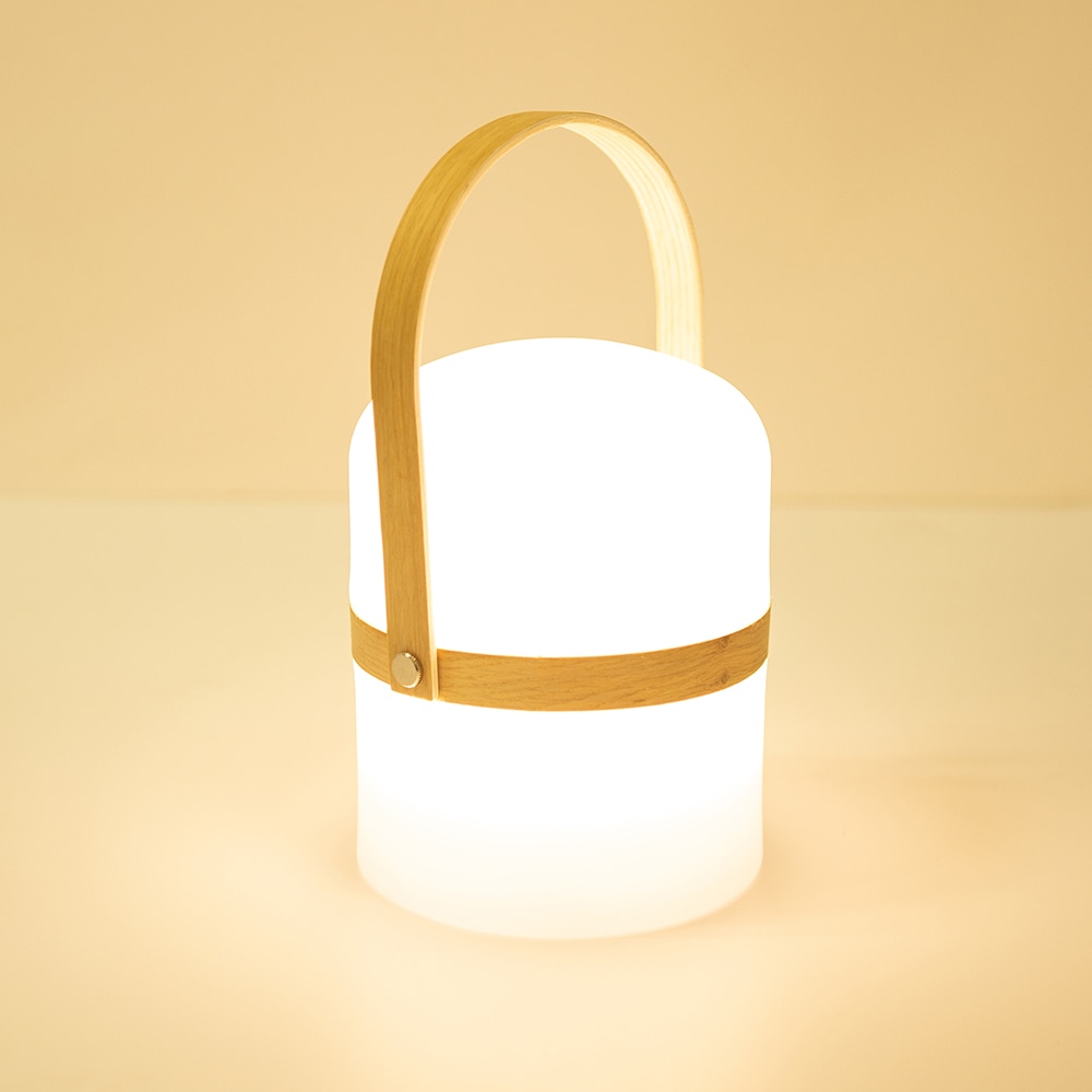 L&aacute;mpara de mesa inal&aacute;mbrica LED para exterior con asa Terra &Oslash;14,5x26,5cm