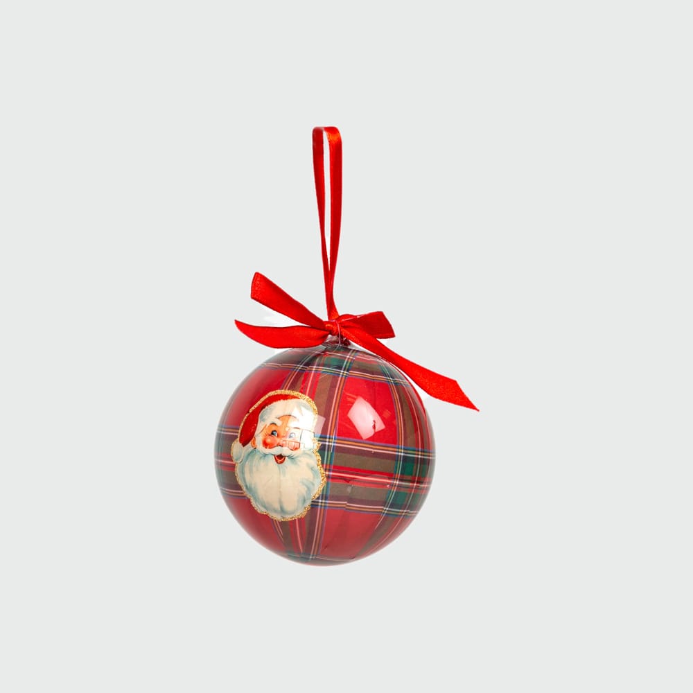 Set de 14 bolas decorativas tartán rojo 8cm