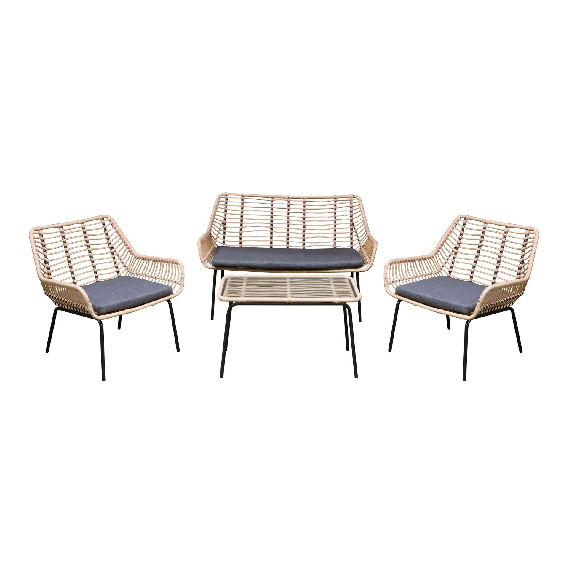 Set de jardín de 4 piezas de ratán sintético Hawai