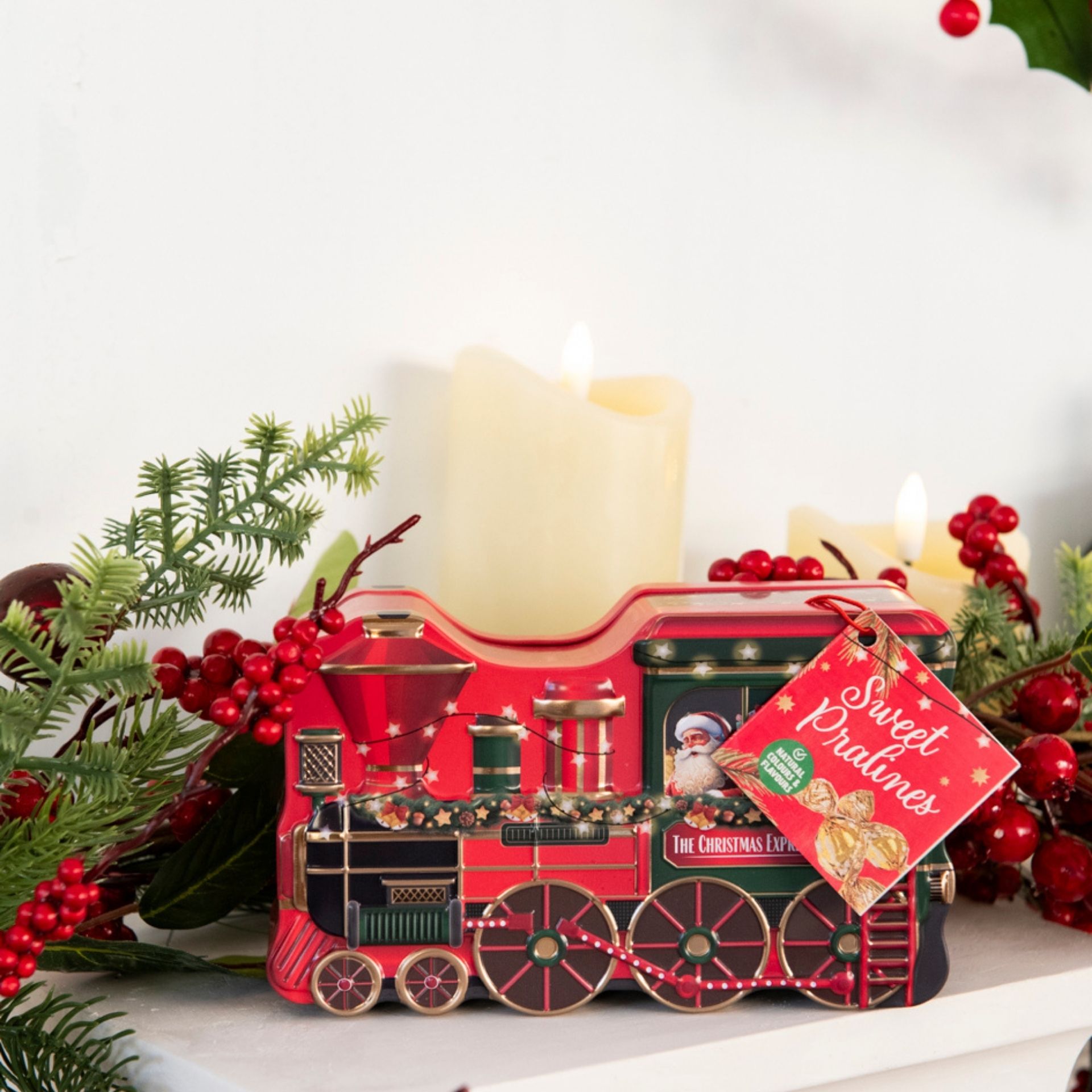 Caja de metal con bombones Tren de Navidad