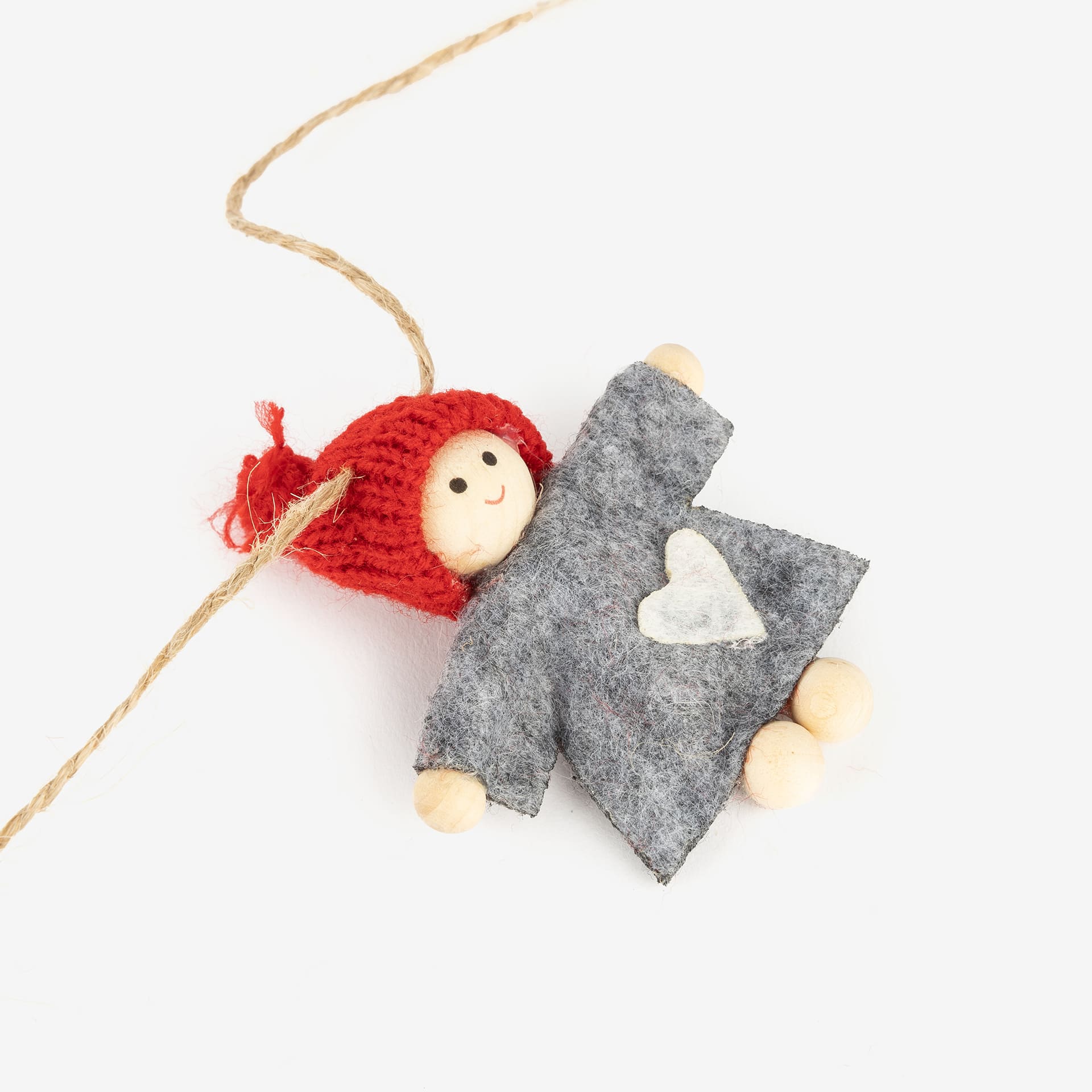 Guirnalda Muñecos fieltro rojo y gris 120cm