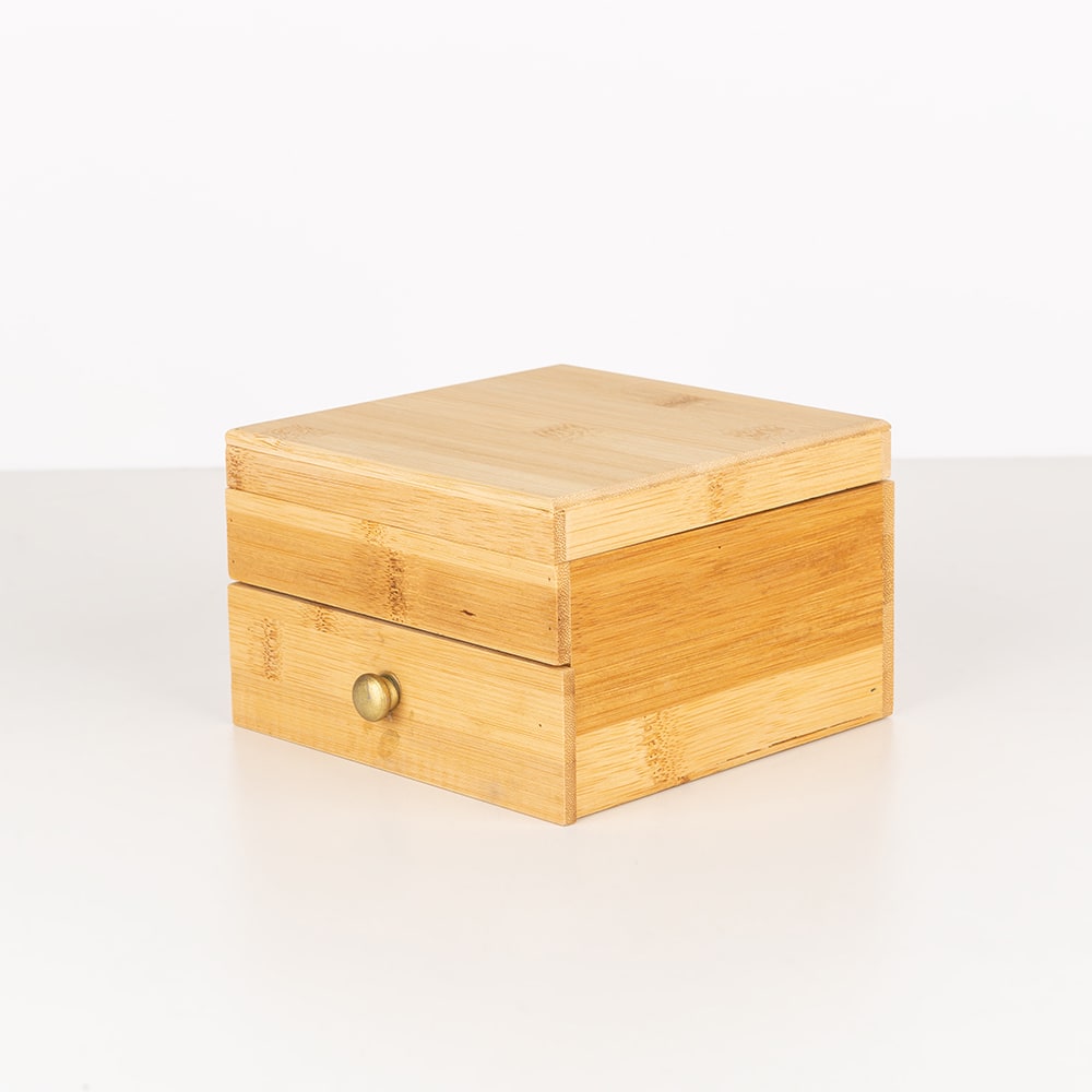 Joyero de bamb&uacute; con 2 compartimentos 15x15x10cm
