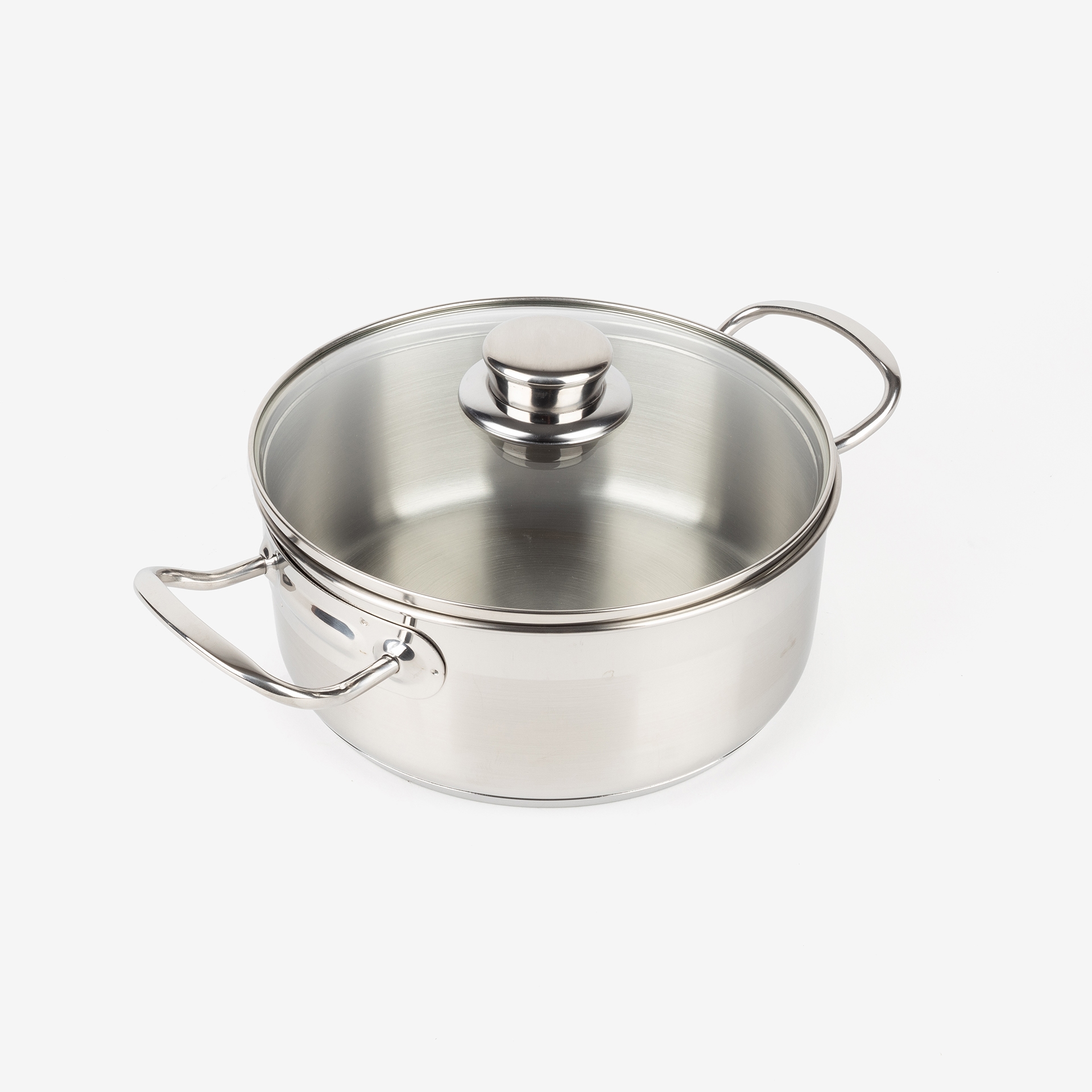 Cacerola de acero inoxidable con tapa de cristal &Oslash;20cm