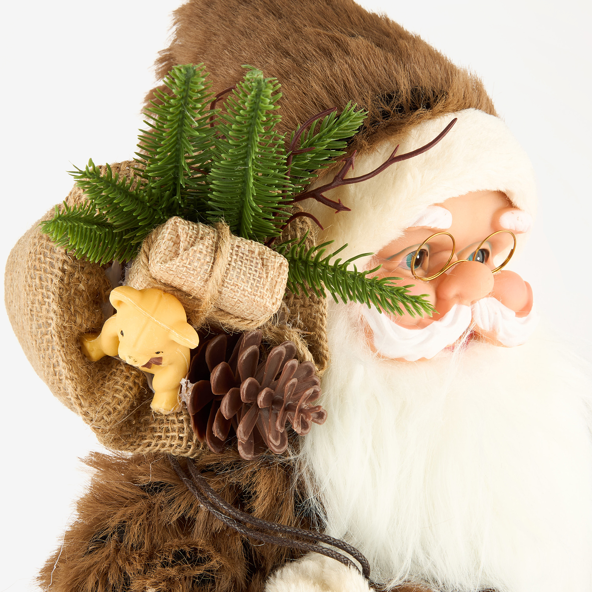 Figura decorativa Santa Claus con bolsa de regalos y trineo 60cm