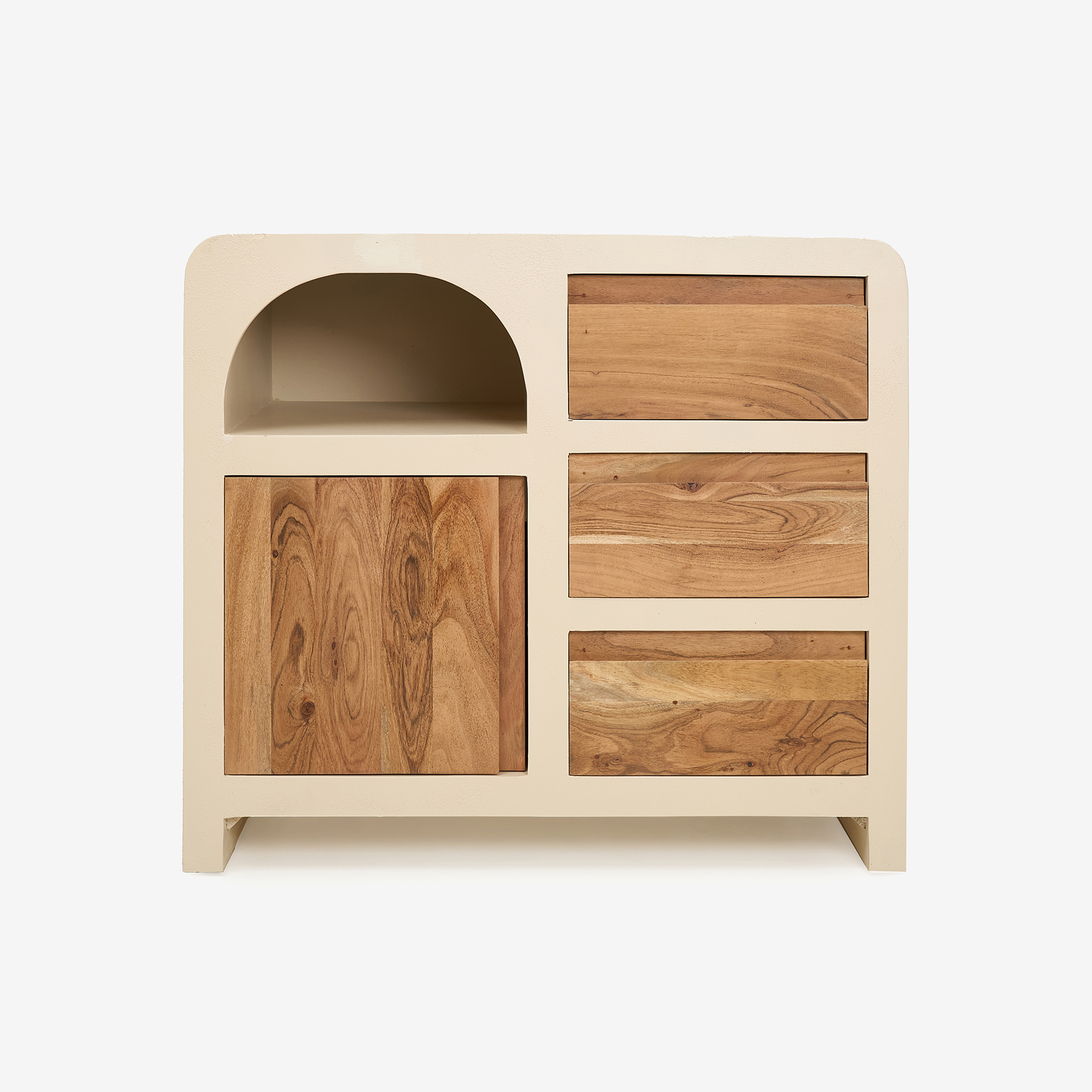 C&oacute;moda de microcemento y madera de acacia Kurli 90x50x78 Clau&Chloe