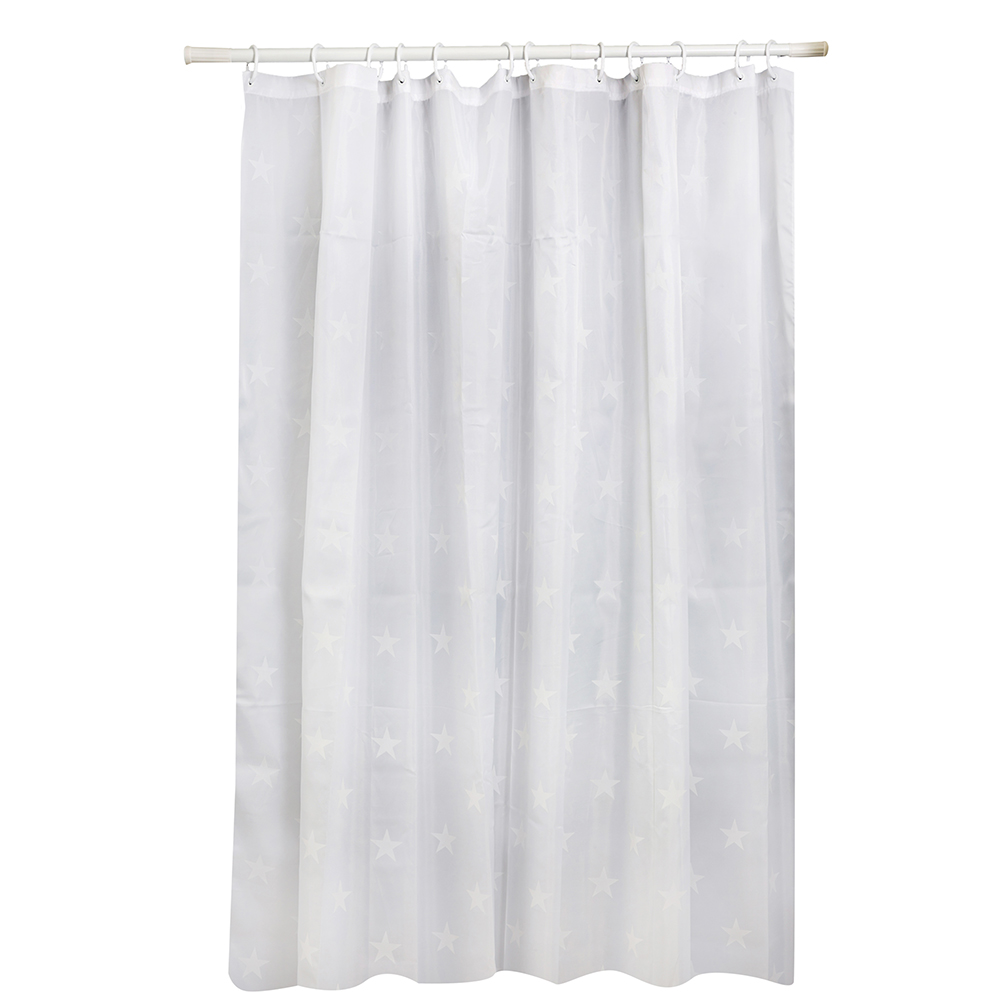 Cortina baño blanca estrellas 180x200cm