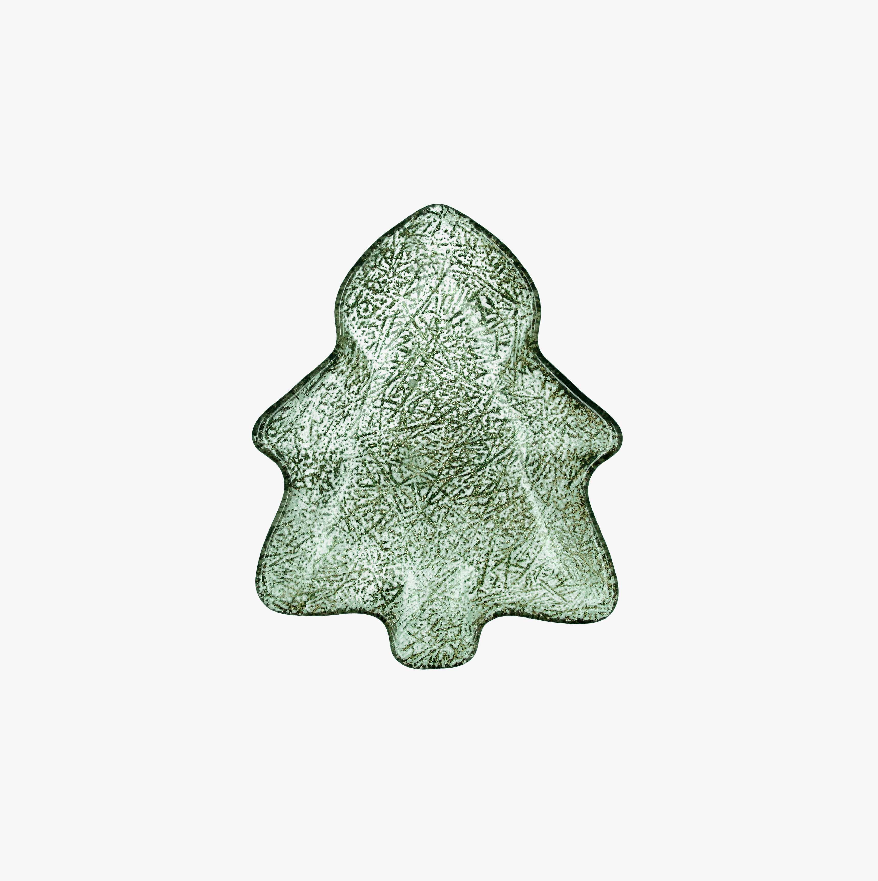 Bandeja de &aacute;rbol de Navidad verde de vidrio Glam 20x16cm