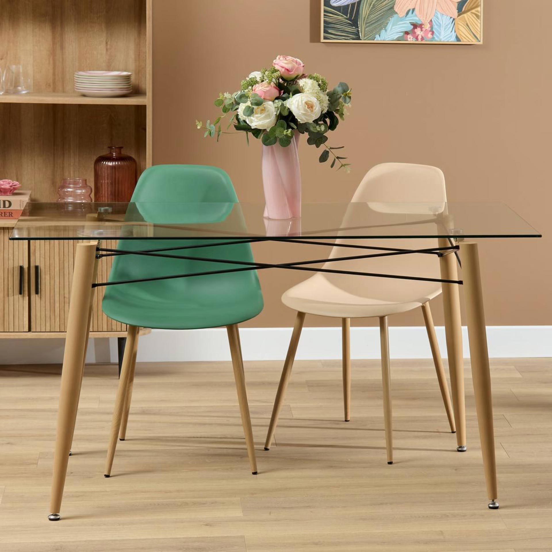 Silla de comedor de polipropileno beige Orel 