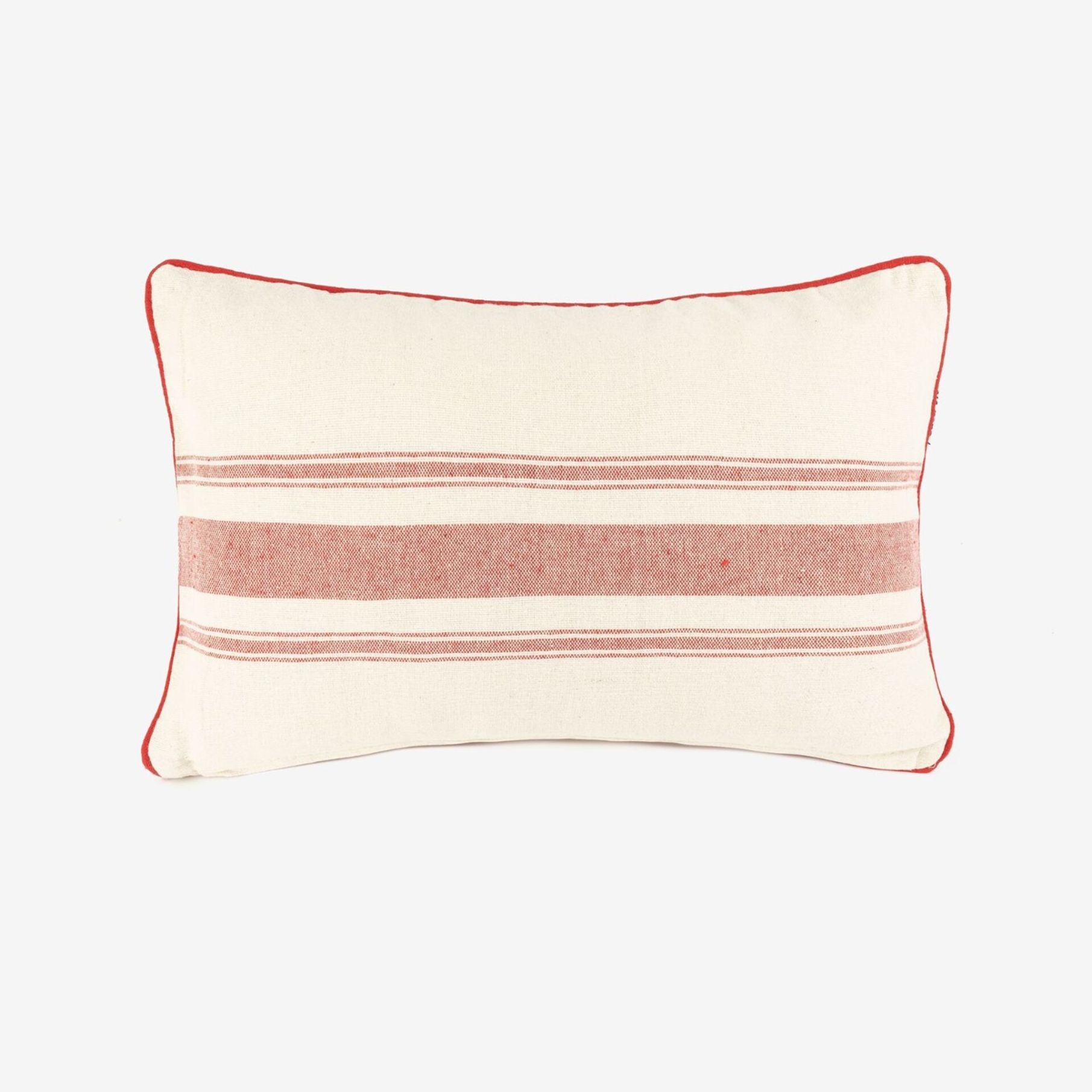 Funda de cojín de algodón con rayas rojas Niza 30x45cm