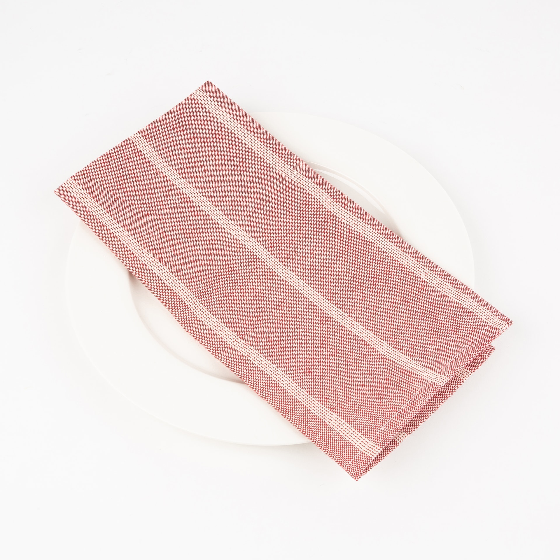 Servilleta de algodón reciclado rayas roja 43x43cm