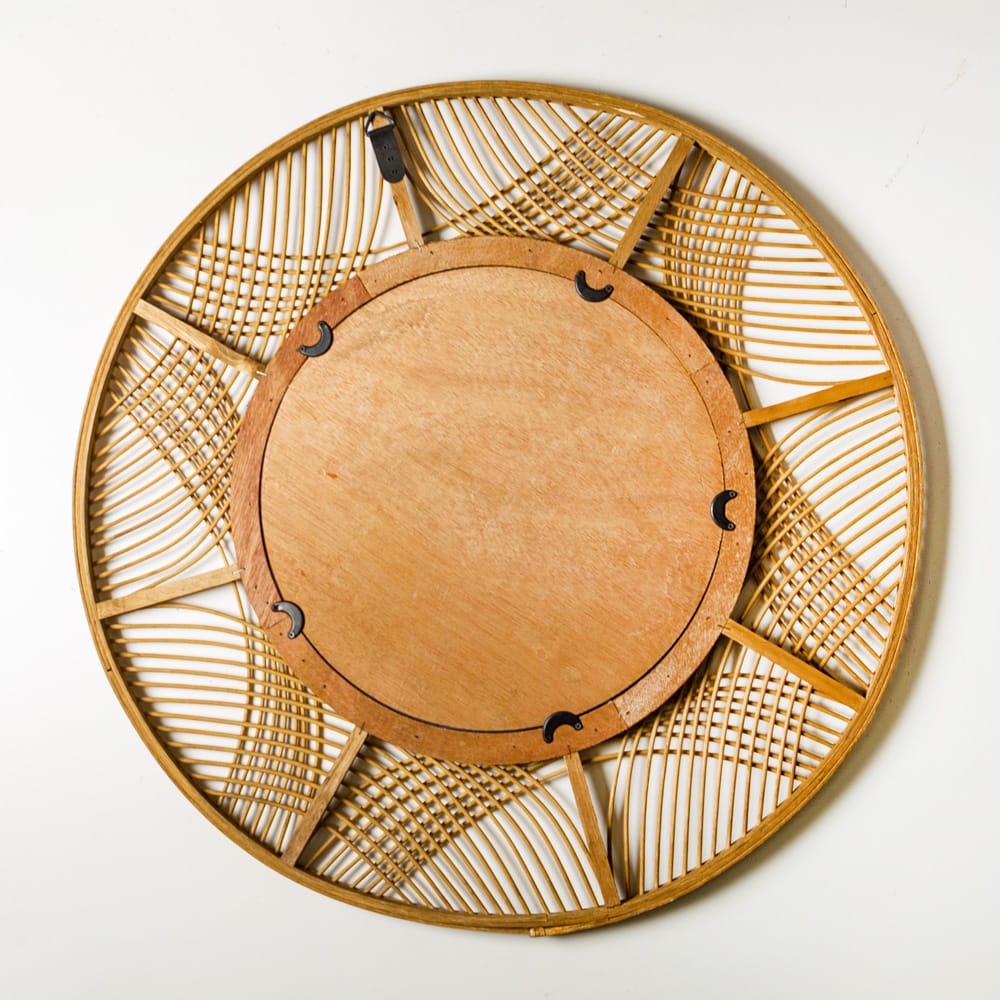 Espejo de pared redondo de bamb&uacute; &Oslash;70cm