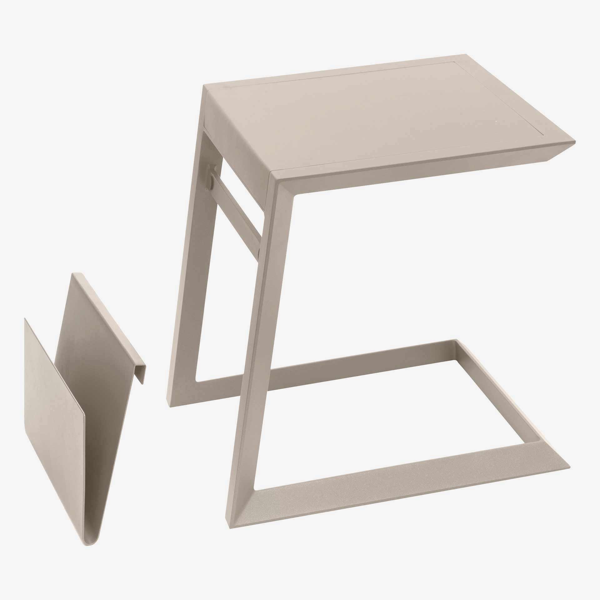 Mesa auxiliar de jard&iacute;n de aluminio crema Allira 45x55x55cm