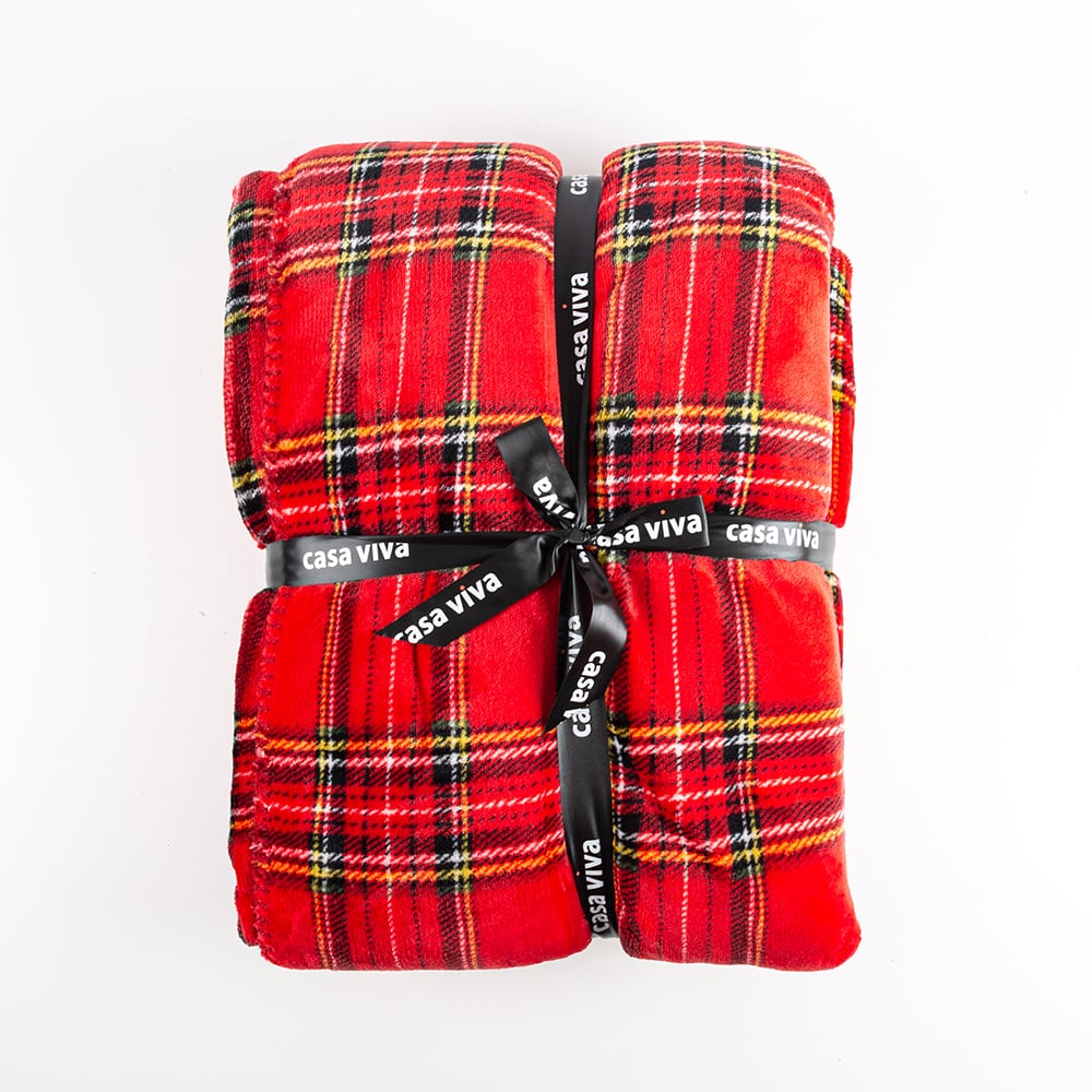 Manta de tartán roja 130x170cm