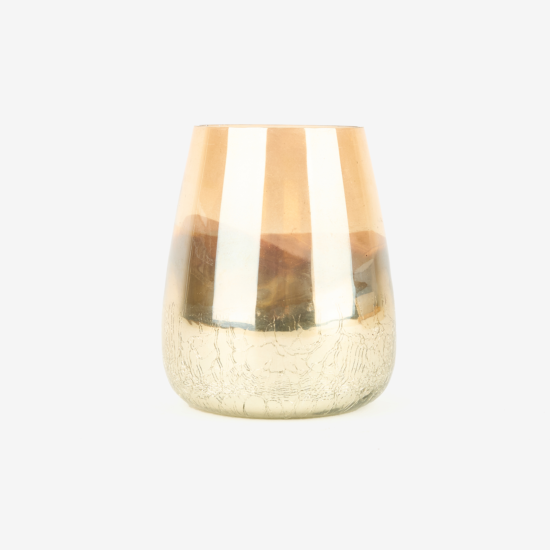 Portavelas dorado de cristal Ø11x14cm