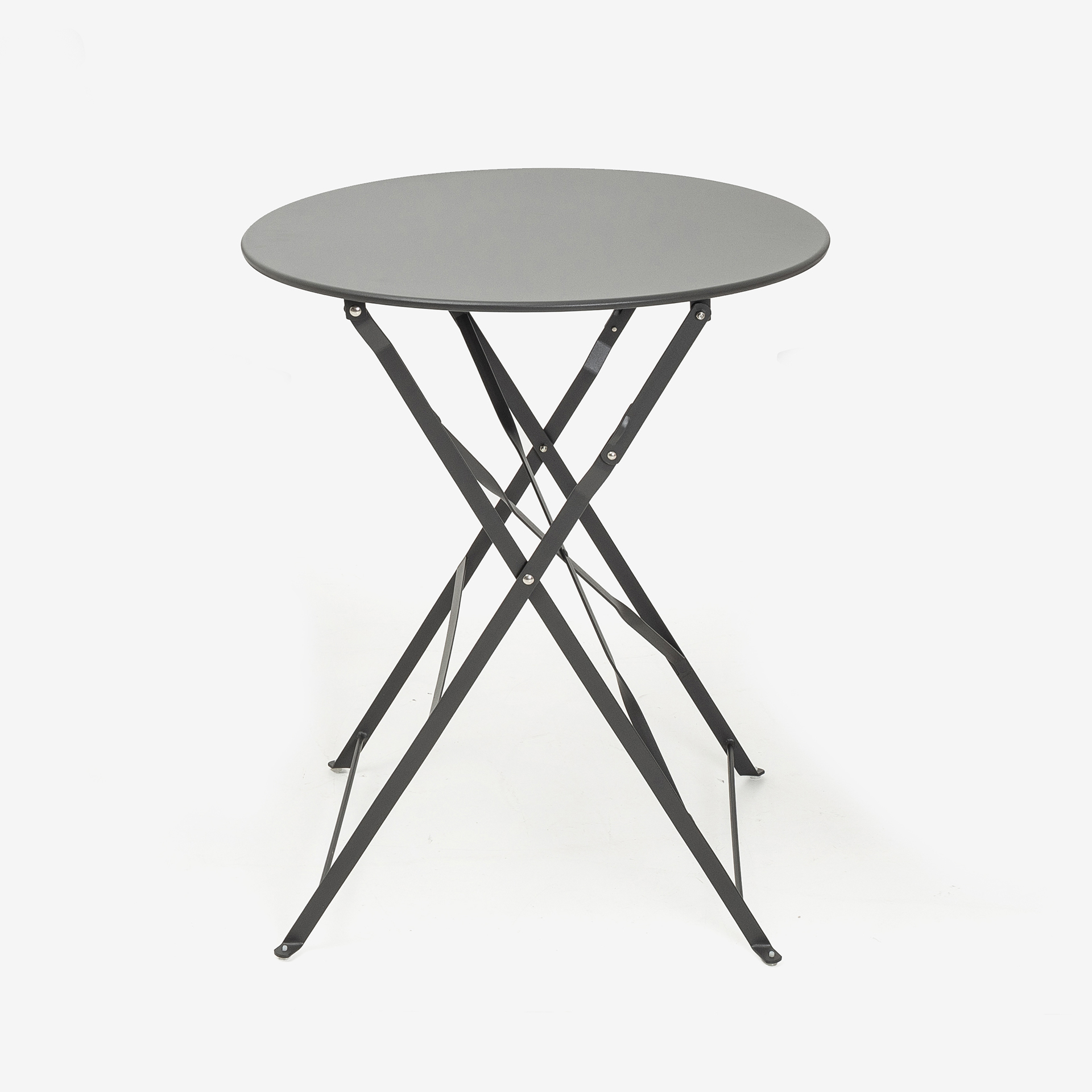 Set de jard&iacute;n plegable de mesa y 2 sillas de acero gris oscuro Bistro