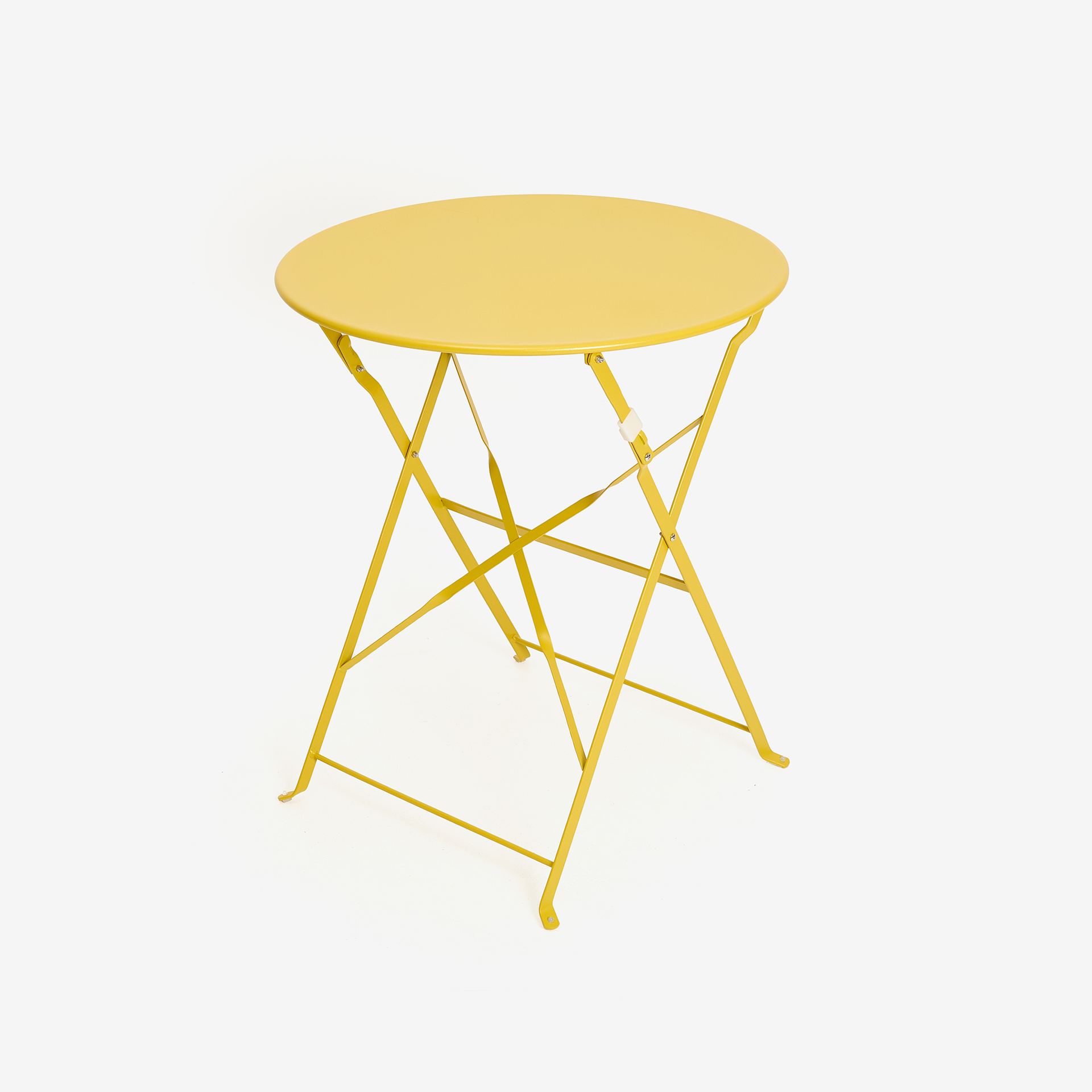 Set de jard&iacute;n plegable de mesa y 2 sillas de metal mostaza Bistro