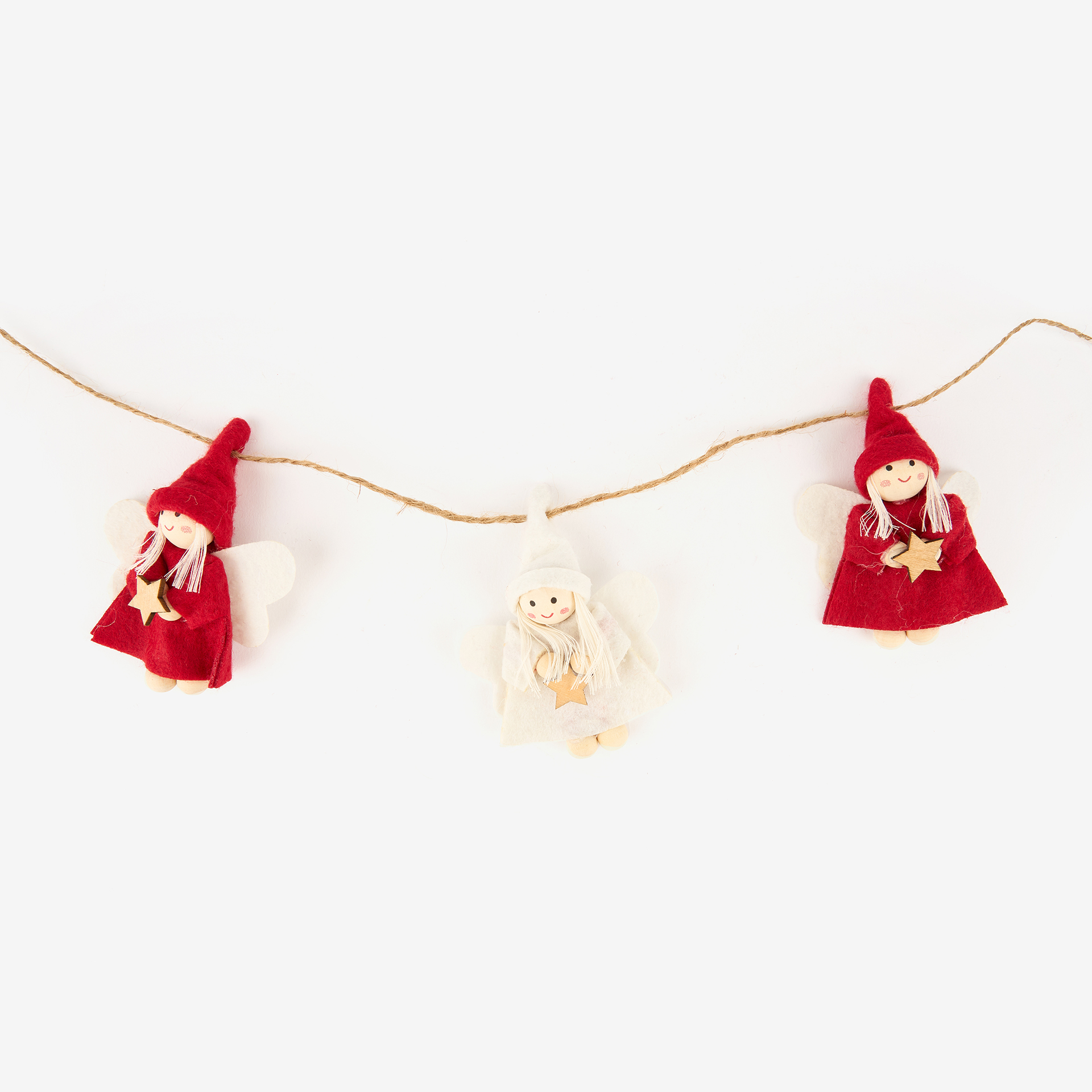 Guirnalda decorativa Niños de fieltro rojo y blanco 100cm