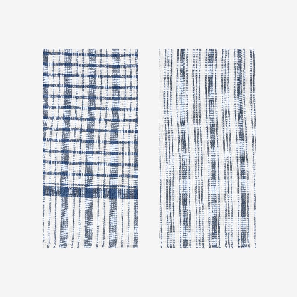 Set de 2 paños de algodón con rayas azules Midson45x65cm