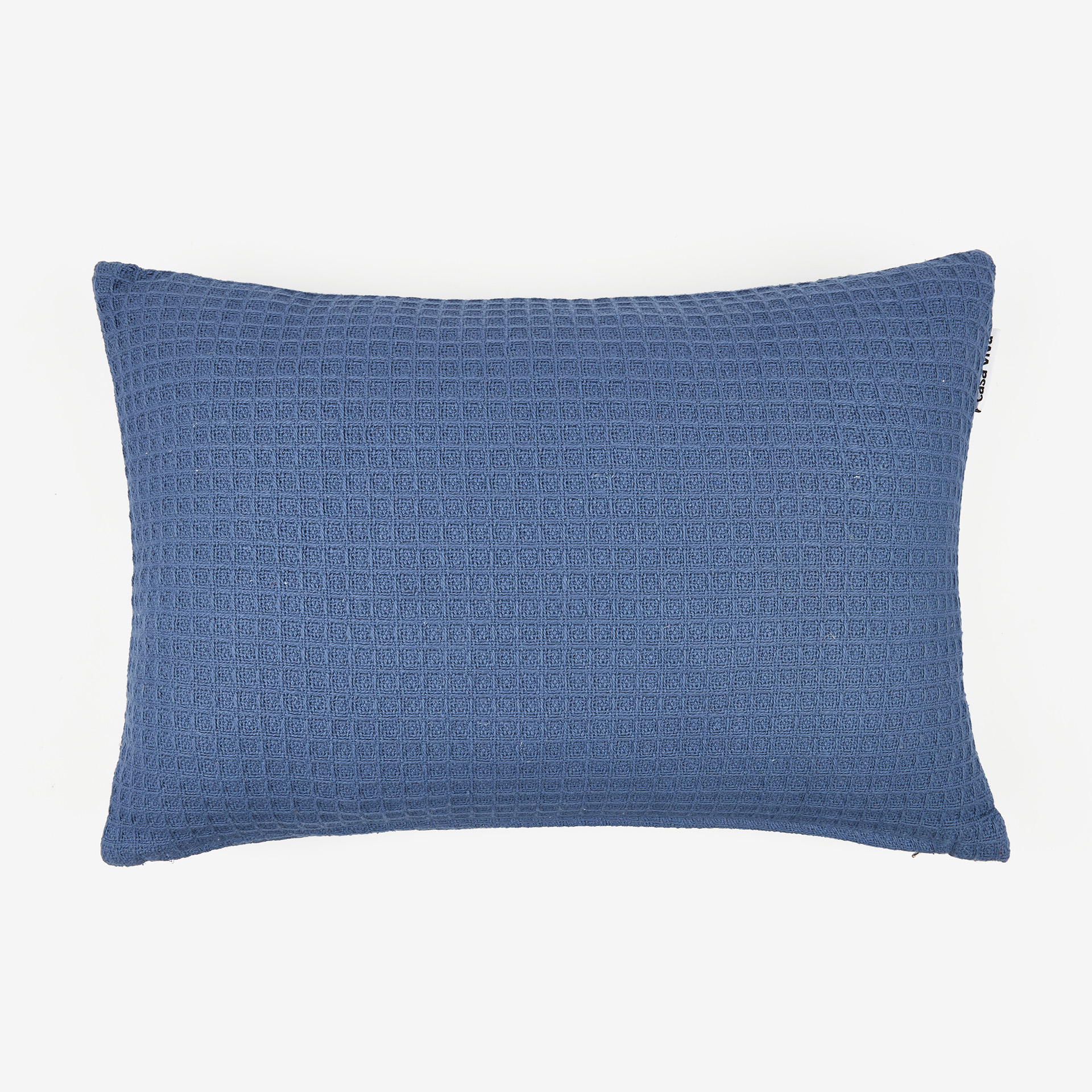 Funda de coj&iacute;n de algod&oacute;n azul Waffle 30x45cm