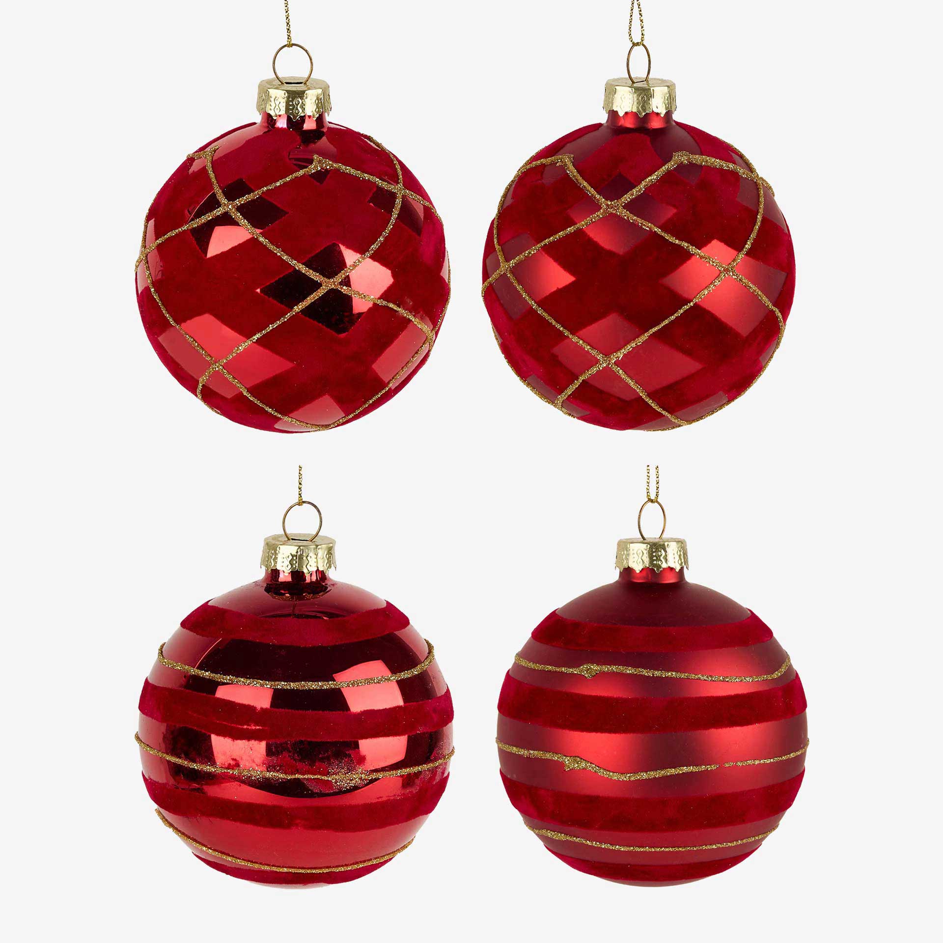 Set de 12 bolas decorativas rojas brillo Ø8cm