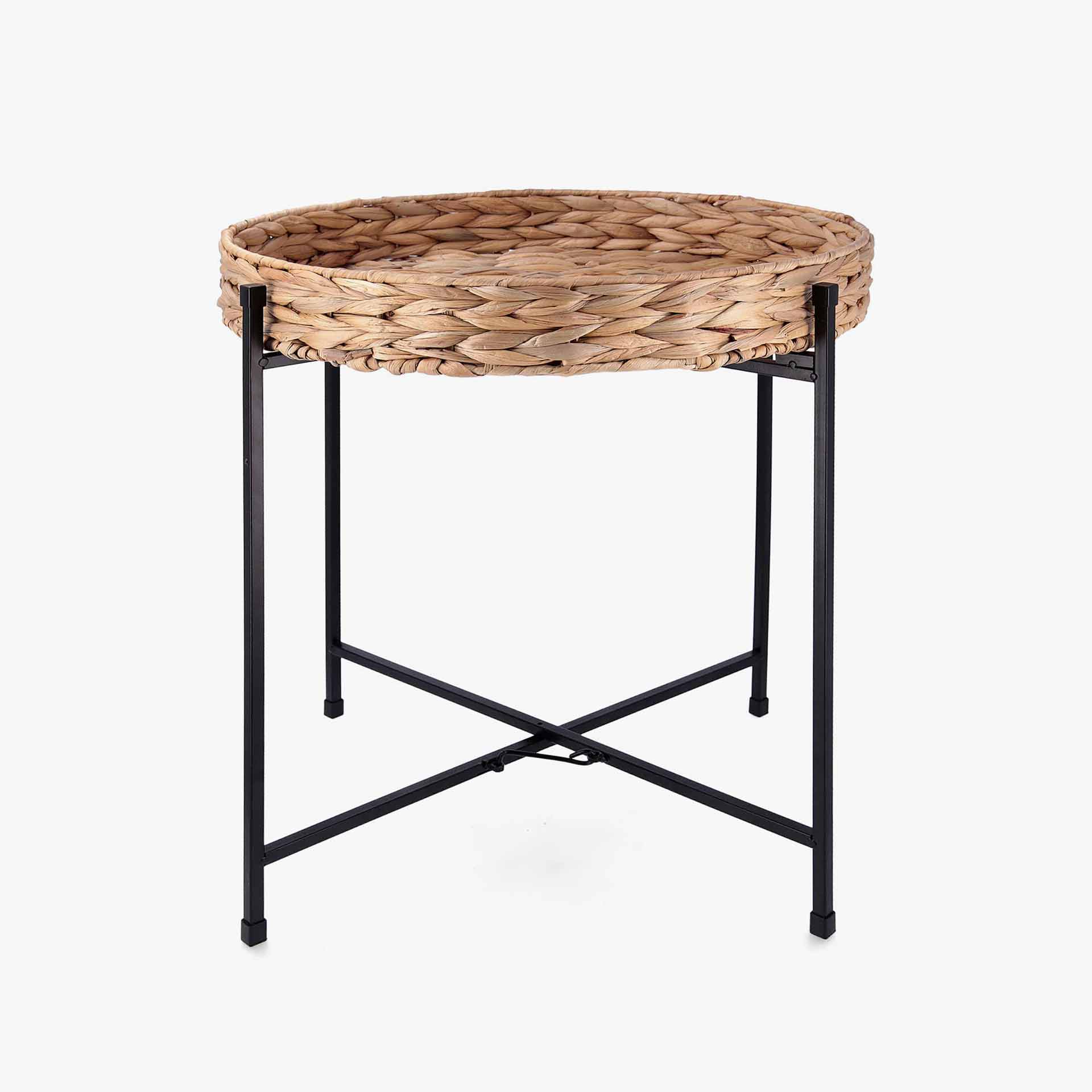 Mesa auxiliar de acero y fibras naturales Lott 46,8x50cm