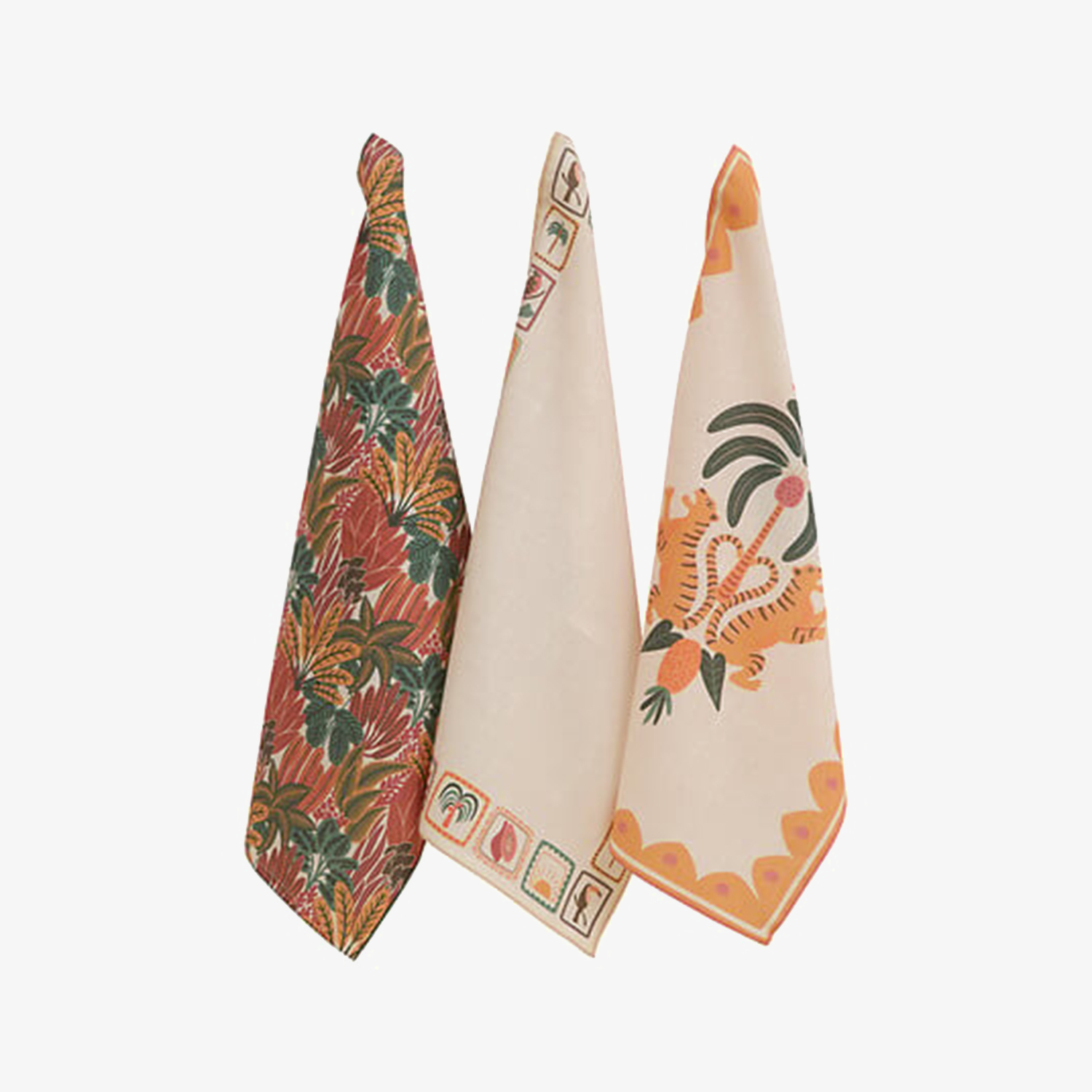 Set de 3 pa&ntilde;os de cocina de algod&oacute;n azul 45x70cm