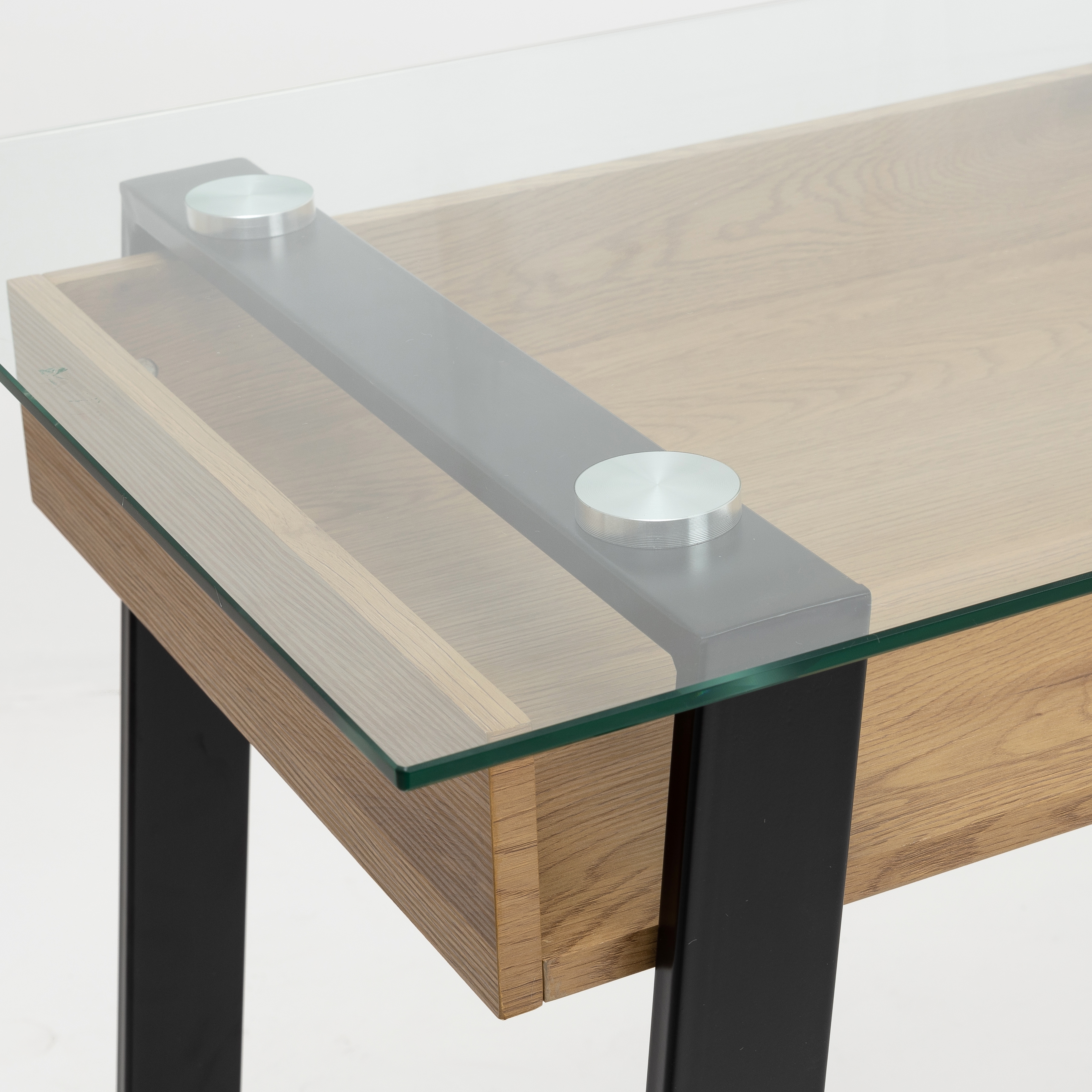 Escritorio de cristal y madera con base de metal Olav 120x60x75cm