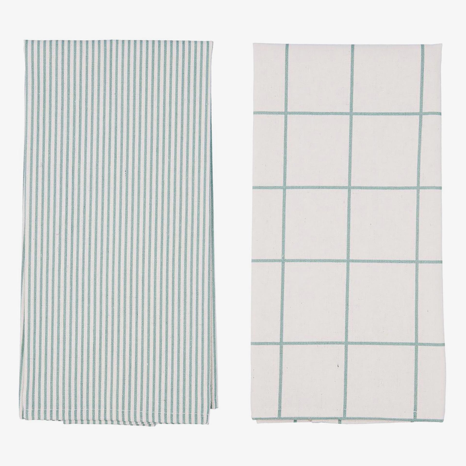Juego de 2 pa&ntilde;os de cocina beige y verde de algod&oacute;n y poli&eacute;ster Silvae 40x60cm