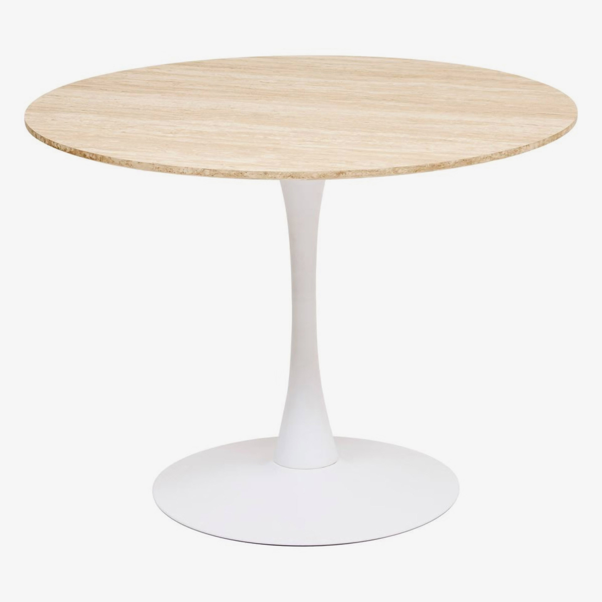 Mesa de comedor blanca de madera efecto travertino Joran &Oslash;102cm 