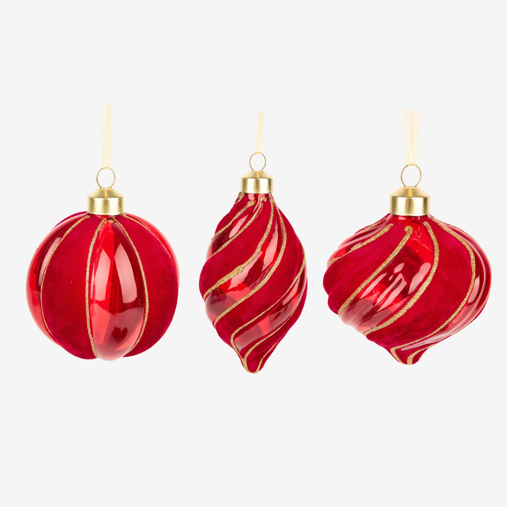 Bola decorativa de cristal y velvet rojo en varios modelos