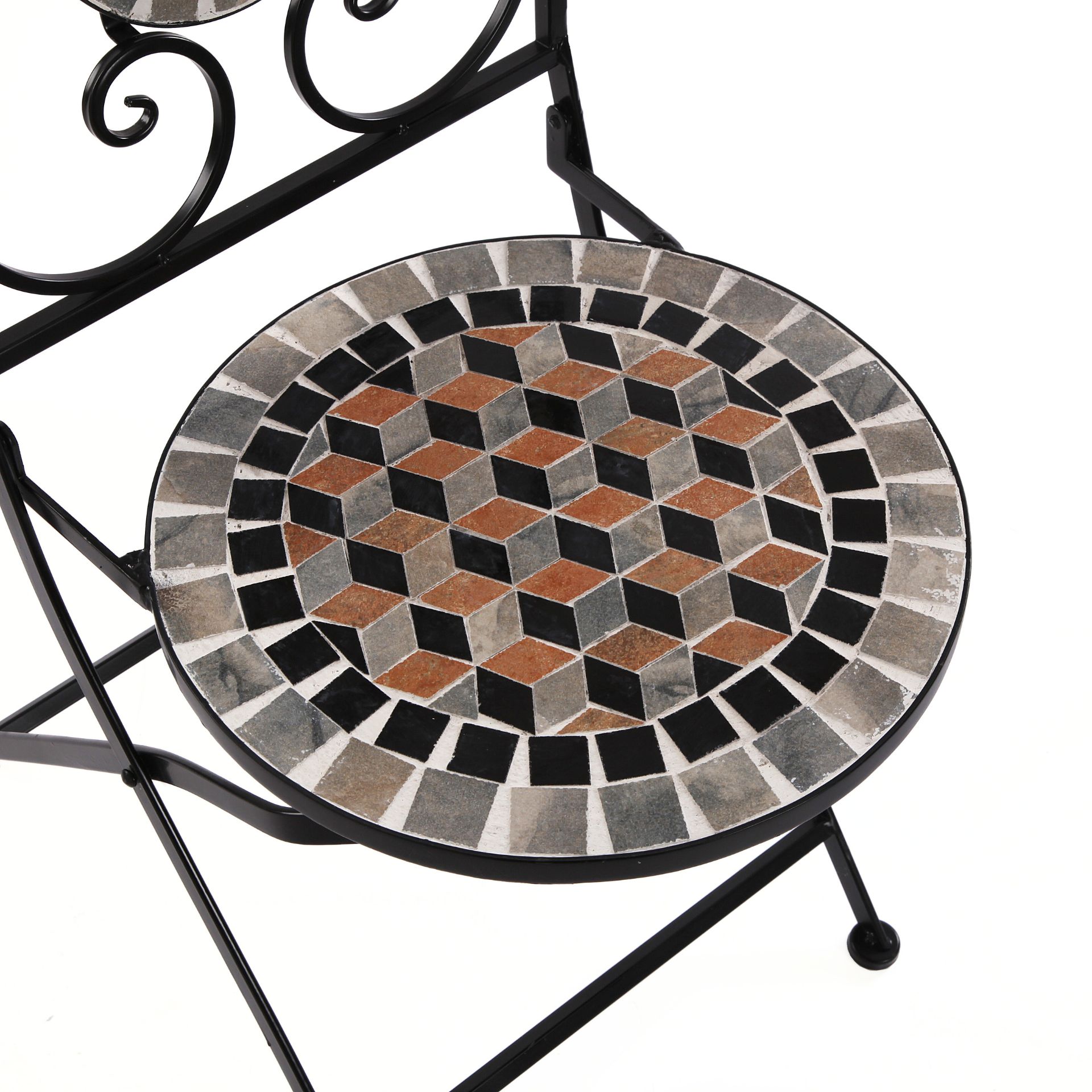 Set de jard&iacute;n de mesa y 2 sillas de metal Mosaico