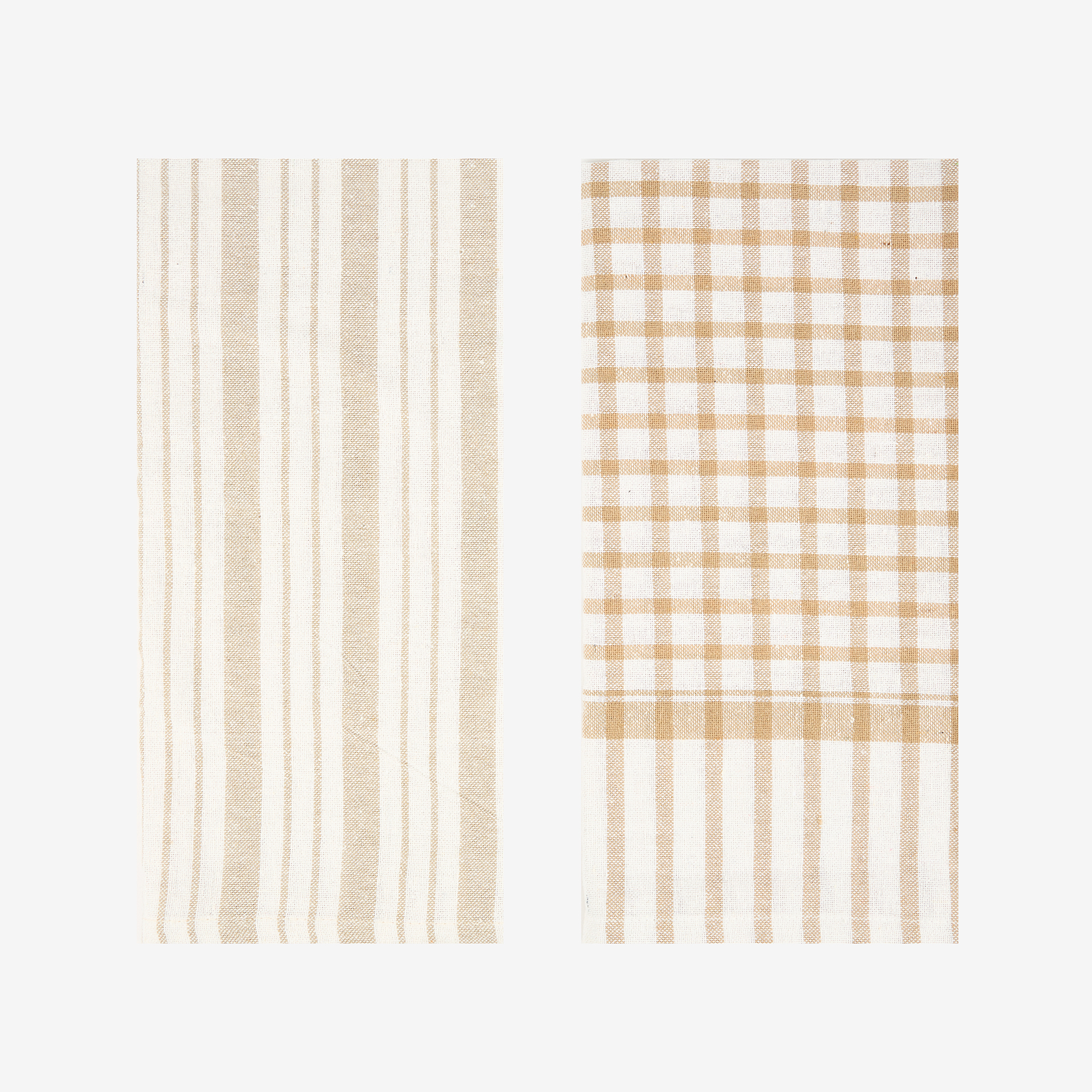 Set de 2 paños de algodón rayas beige Midson 45x65cm