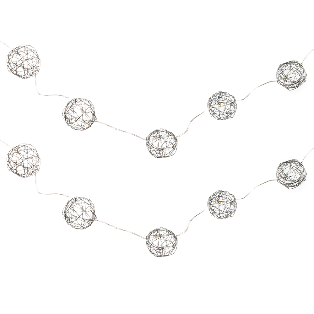 Guirnalda de bolas plateadas con luz LED